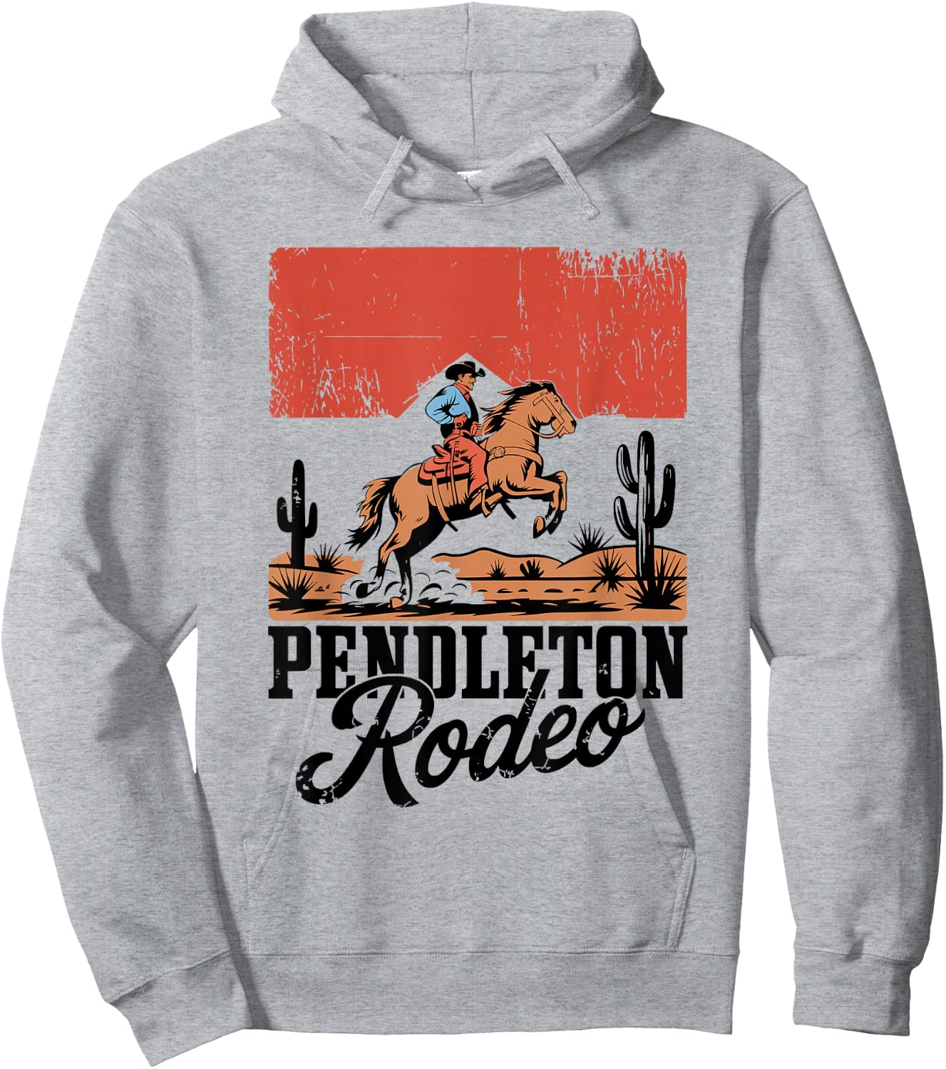 Pendleton Rodeo, Vintage Cowboy Western Horse Bronc Riding Hoodie - Hoodie | Ash