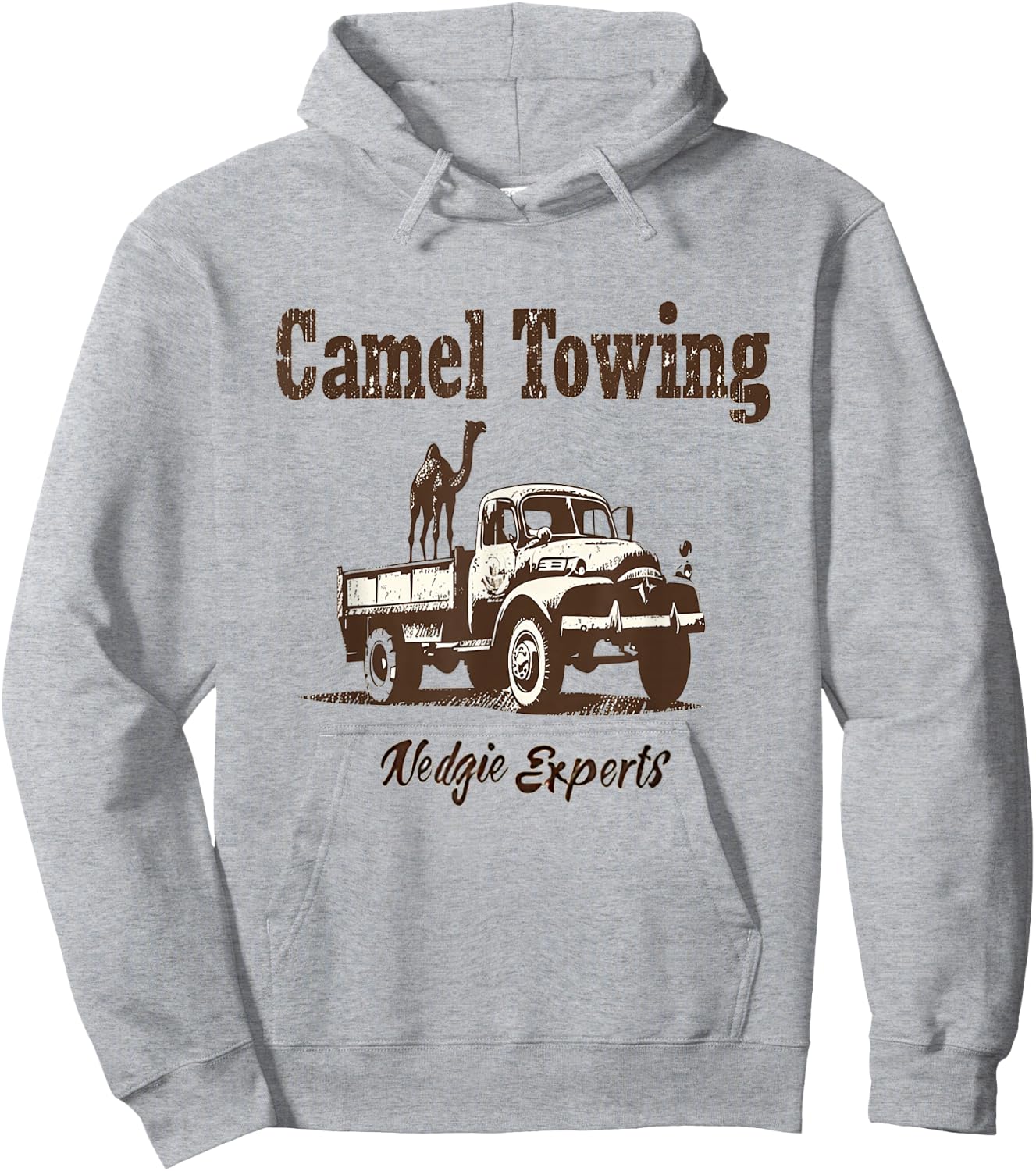 Camel Towing Wedgie Experts Funny Tow Truck Innuendo Art , Small, White Hoodie - Hoodie | Ash