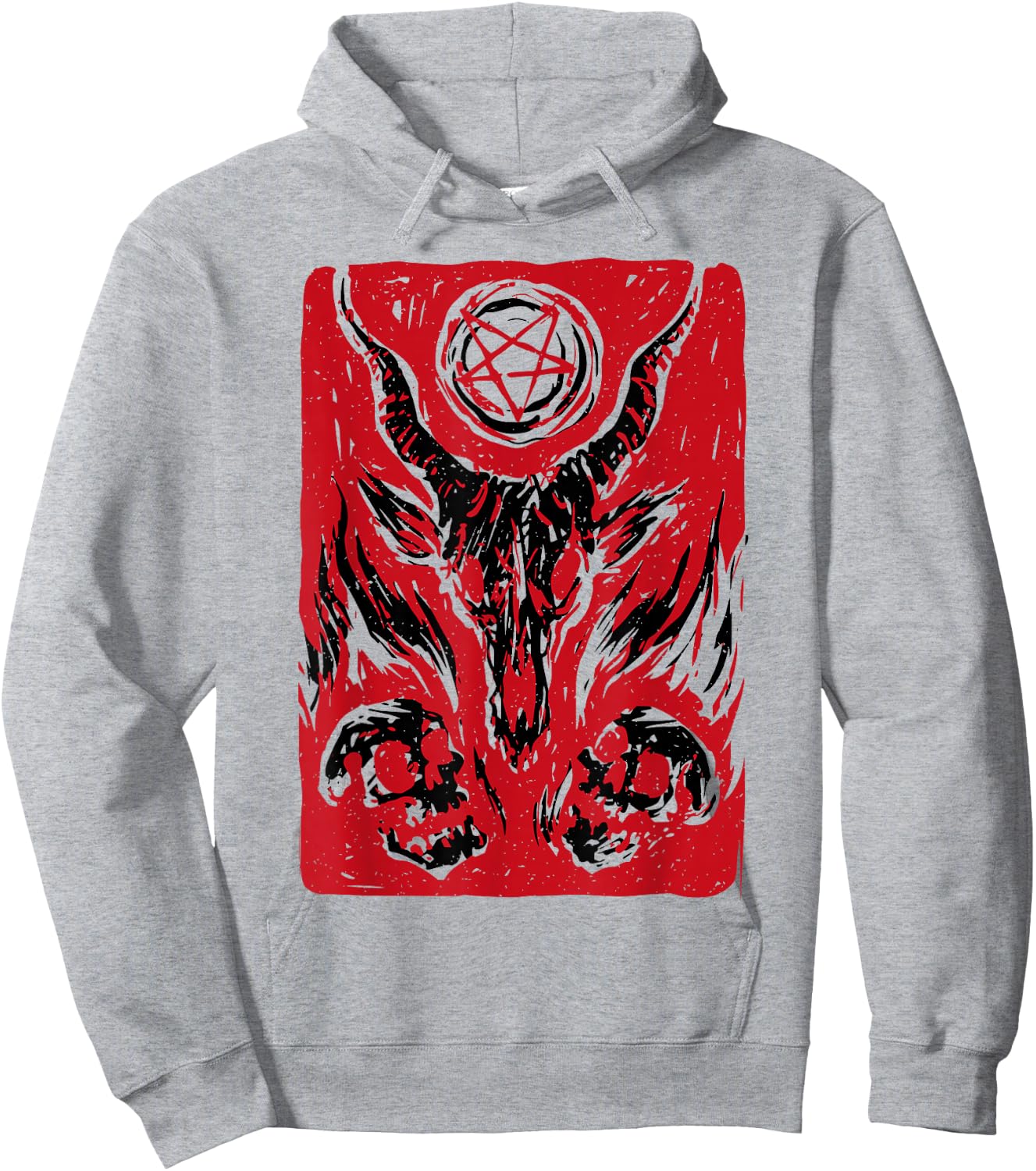 Retro Baphomet Satanic Satan Goat Devil Occult Goth Graphic Hoodie - Hoodie | Ash