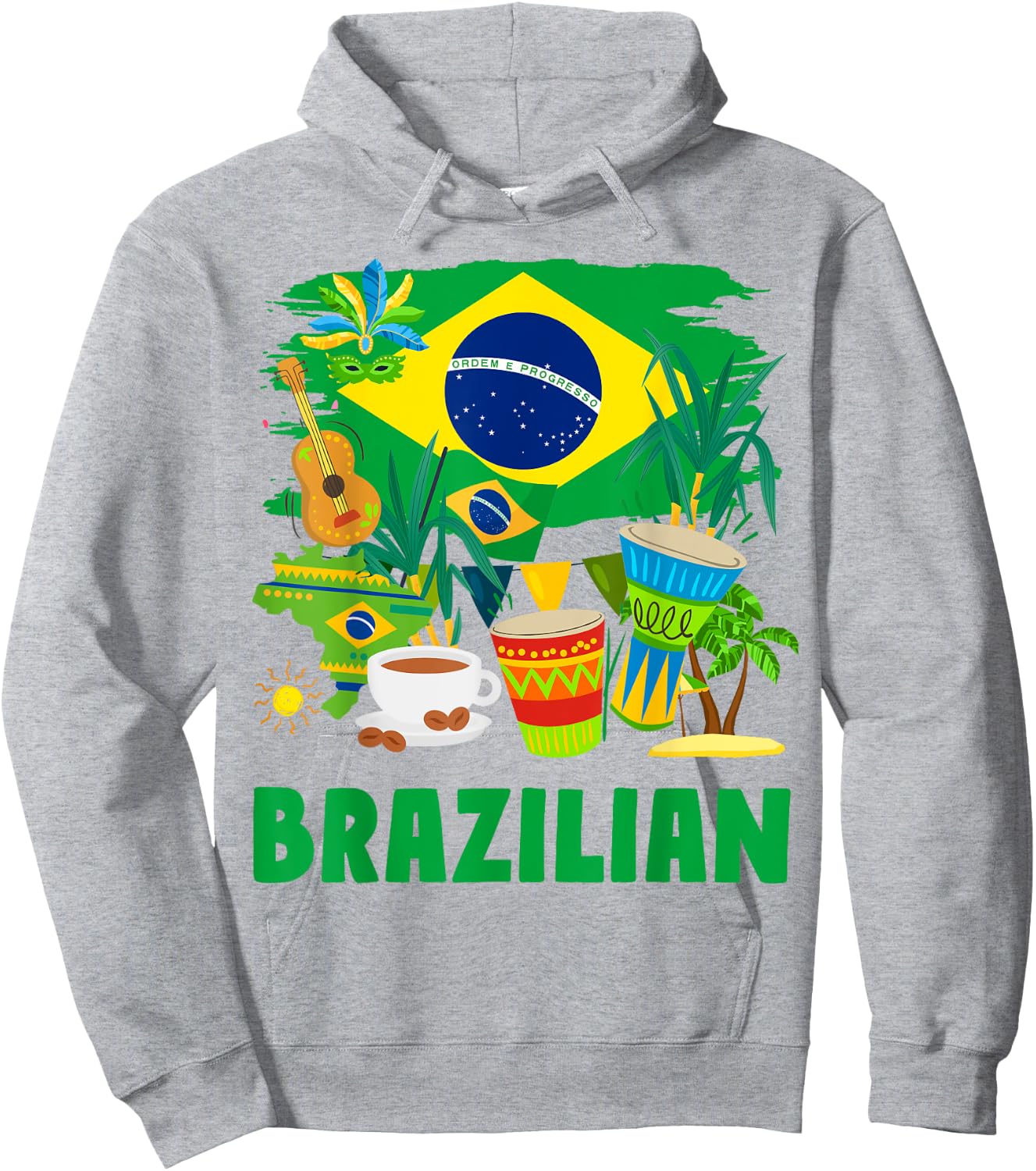 Brazil Flag - Outfit Idea for Children - Flag of Brazil and Brazil , Yellow, S Hoodie - Hoodie | Ash