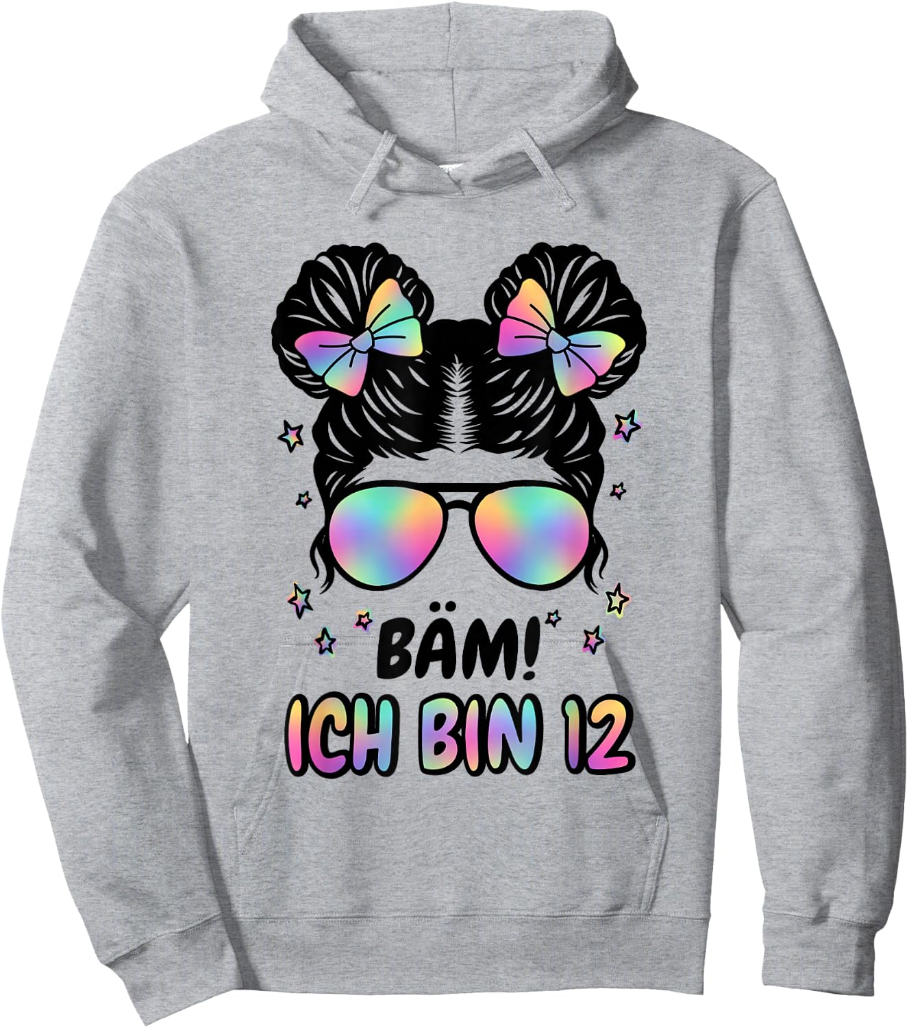 12. Geburtstag Mädchen Messy Bun Bäm! Ich Bin Zwölf Hoodie - Hoodie | Ash