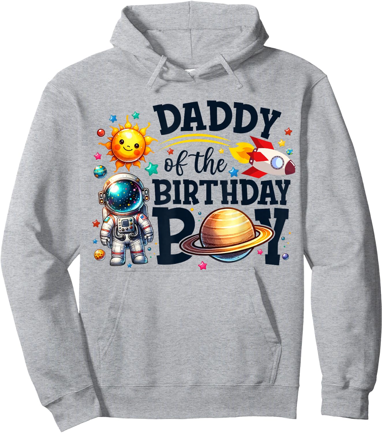 Daddy of The Birthday Boy Astronaut Dad Family Space Planets Hoodie - Hoodie | Ash