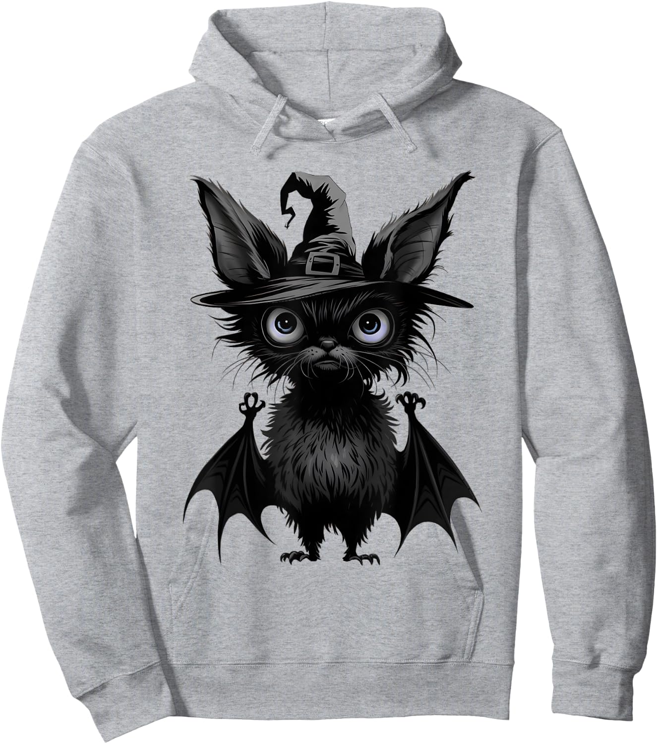 Cute Bat Wearing Witch Hat Trying to Be Scary Halloween Bat Hoodie - Hoodie | Ash