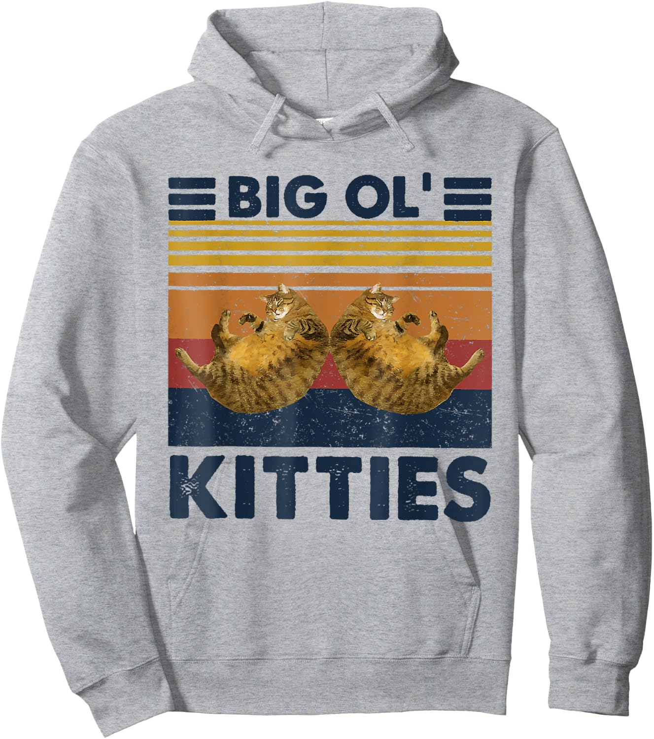 Vintage Big Ol' Kitties Funny Big cat Lover Men Women Hoodie - Hoodie | Ash