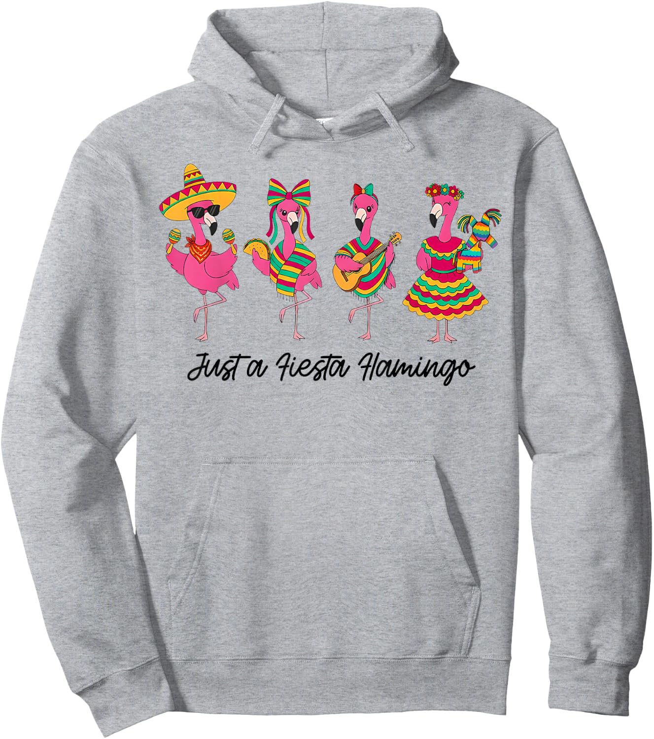 Funny Fiesta Flamingo Sombrero Cinco de Mayo Mexican Fiesta Hoodie - Hoodie | Ash