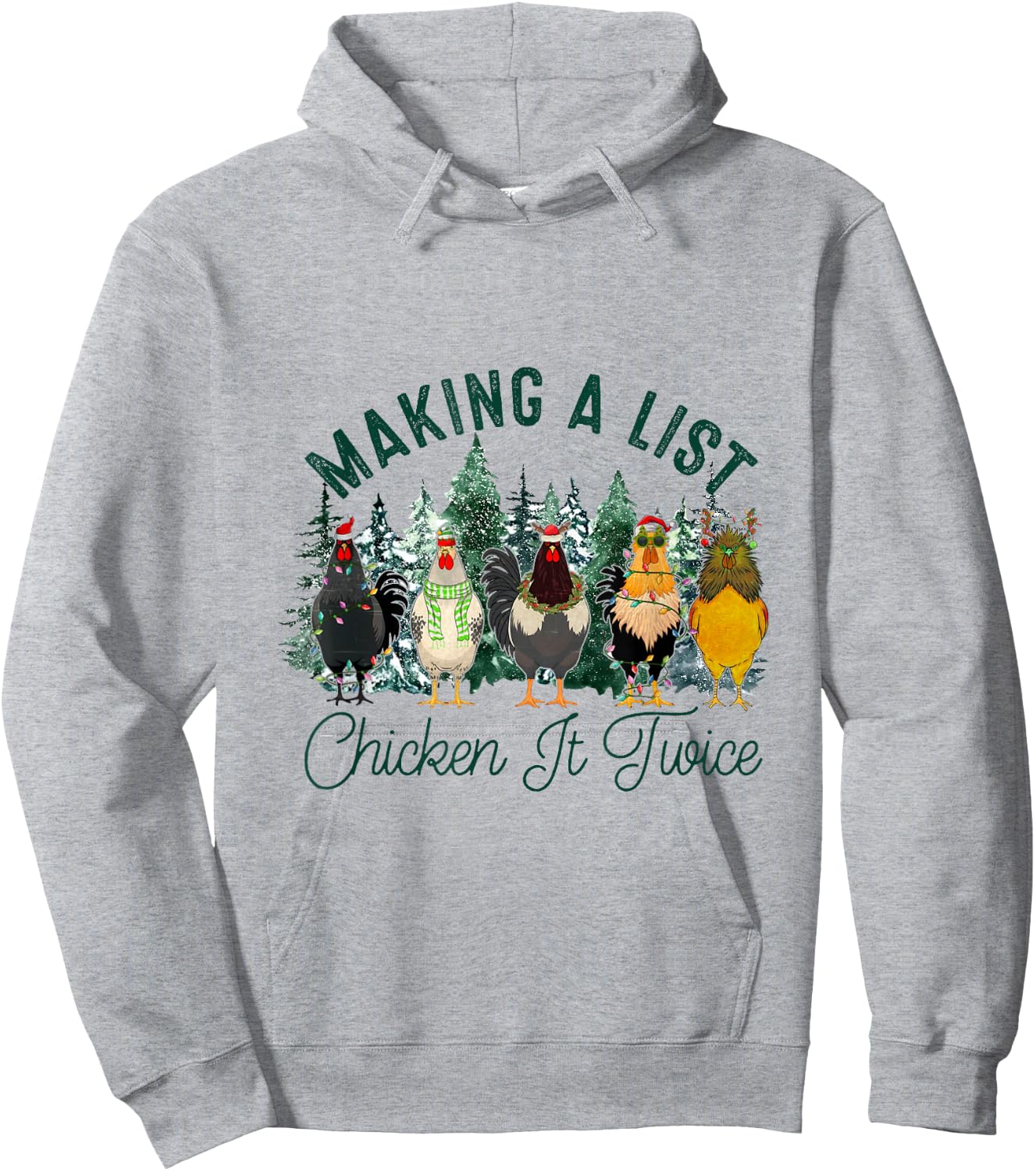 Making A List And Chicken It Twice, Christmas Farm Chicken Hoodie - Hoodie | Ash