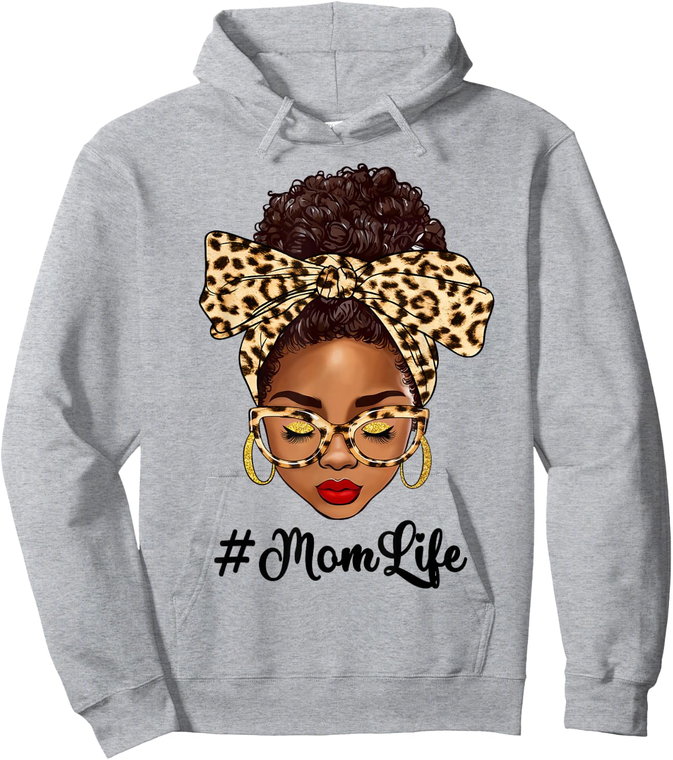 Afro Woman Messy Bun Black Mom Life Mother's Day Hoodie - Hoodie | Ash