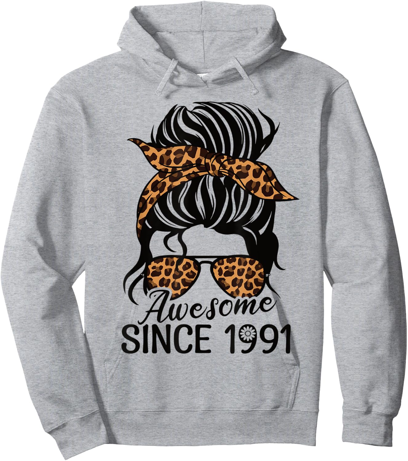 Awesome since 1991 Woman And Girl Leopard Retro Born 1991 Hoodie - Hoodie | Ash