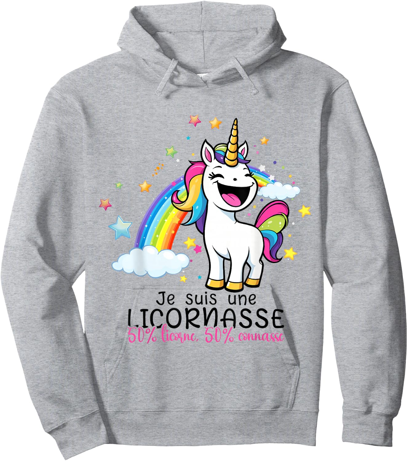 I AM A LICORNASSE,50% UNICORN 50% KNOW HUMOUR , white, S Hoodie - Hoodie | Ash