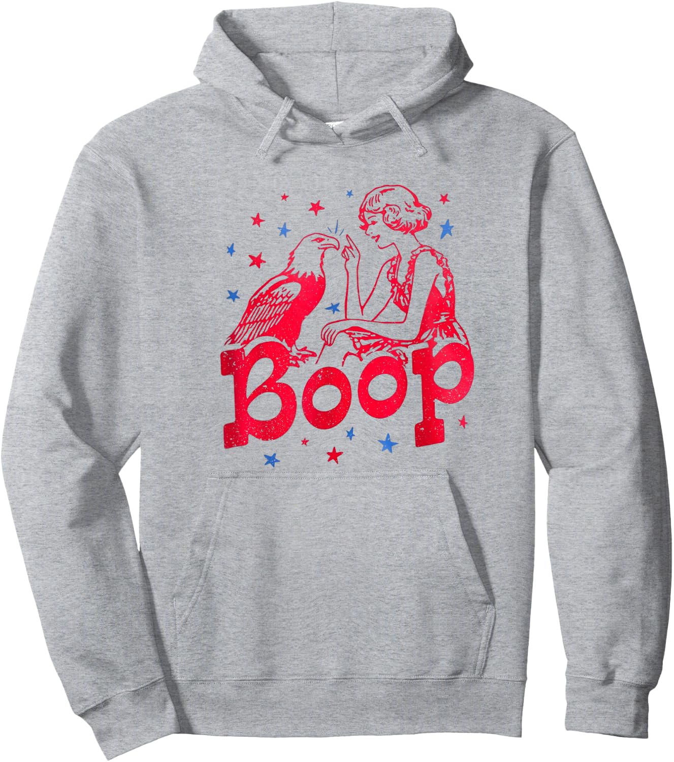 Boop Vintage Girl and Eagle Funny Patriotic Retro Art Hoodie - Hoodie | Ash