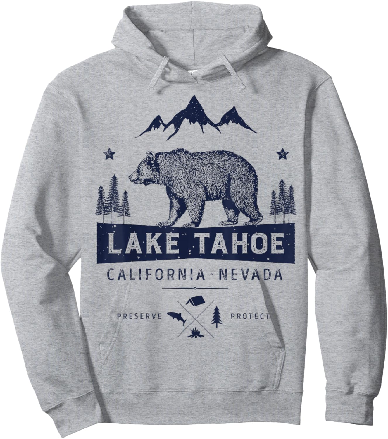 Lake Tahoe T Shirt California Nevada Vintage Bear Men Women Hoodie - Hoodie | Ash