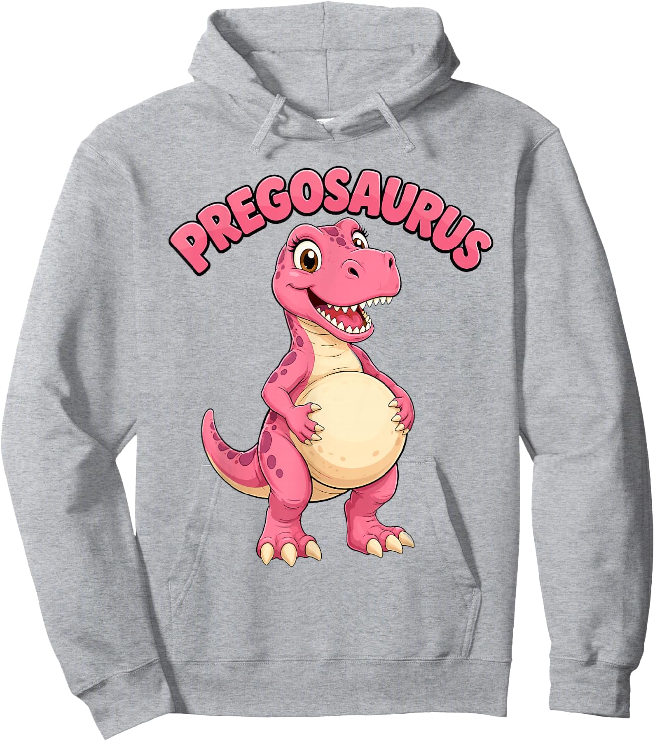 Mom Pregosaurus Cute Dinosaur Pregnancy Announcement Hoodie - Hoodie | Ash
