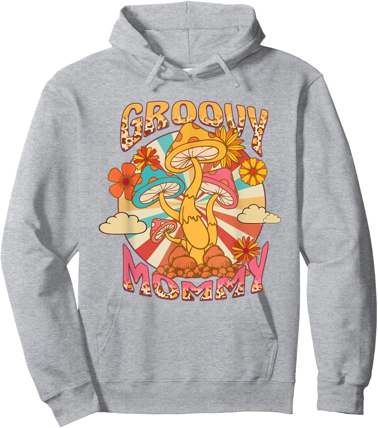 Groovy Mommy Leopard Mushroom Mom Flowers Mother's Day Hoodie - Hoodie | Ash