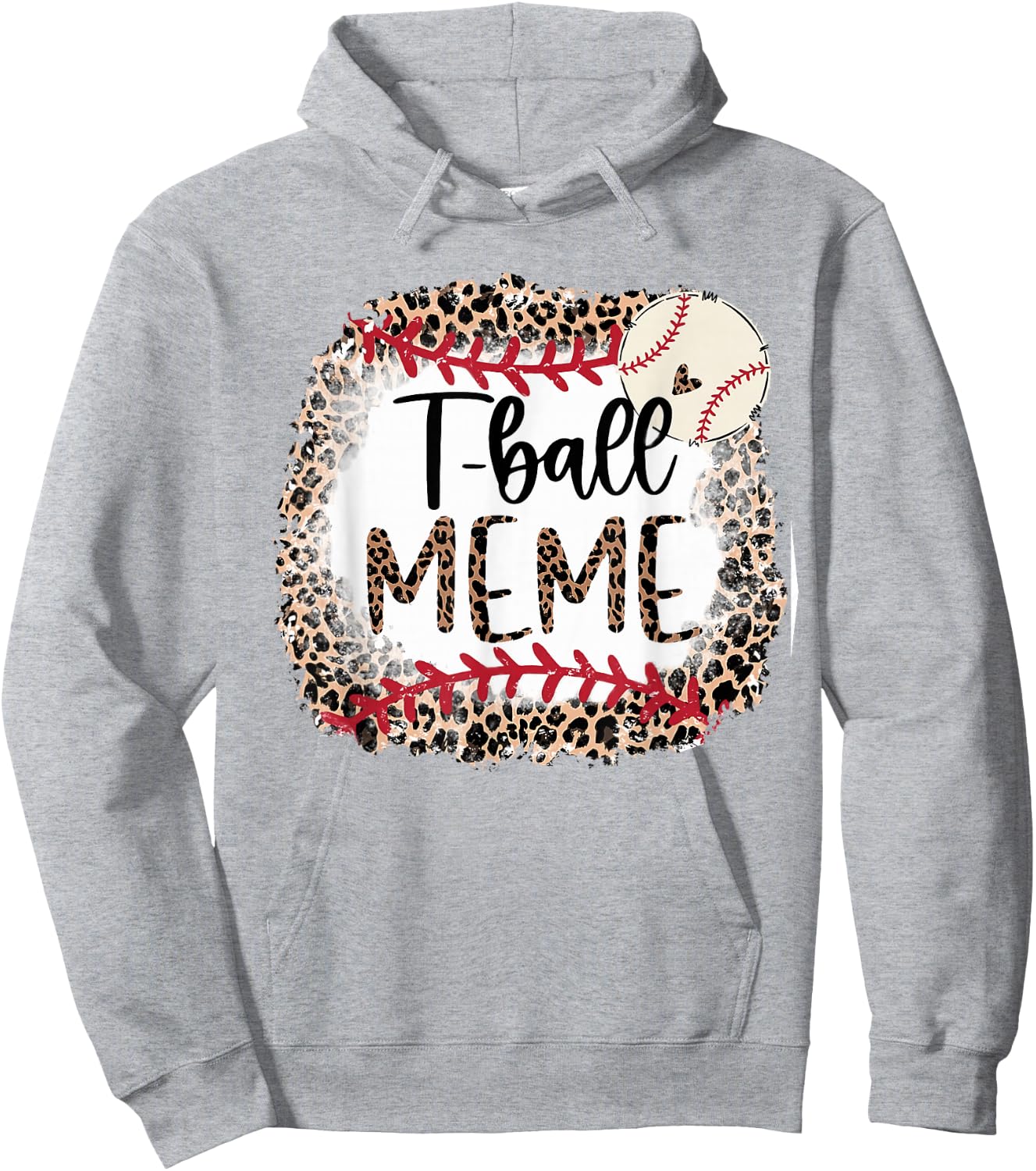 Leopard T-Ball Meme T-Ball Mama Baseball Mama Mother's Day Hoodie - Hoodie | Ash