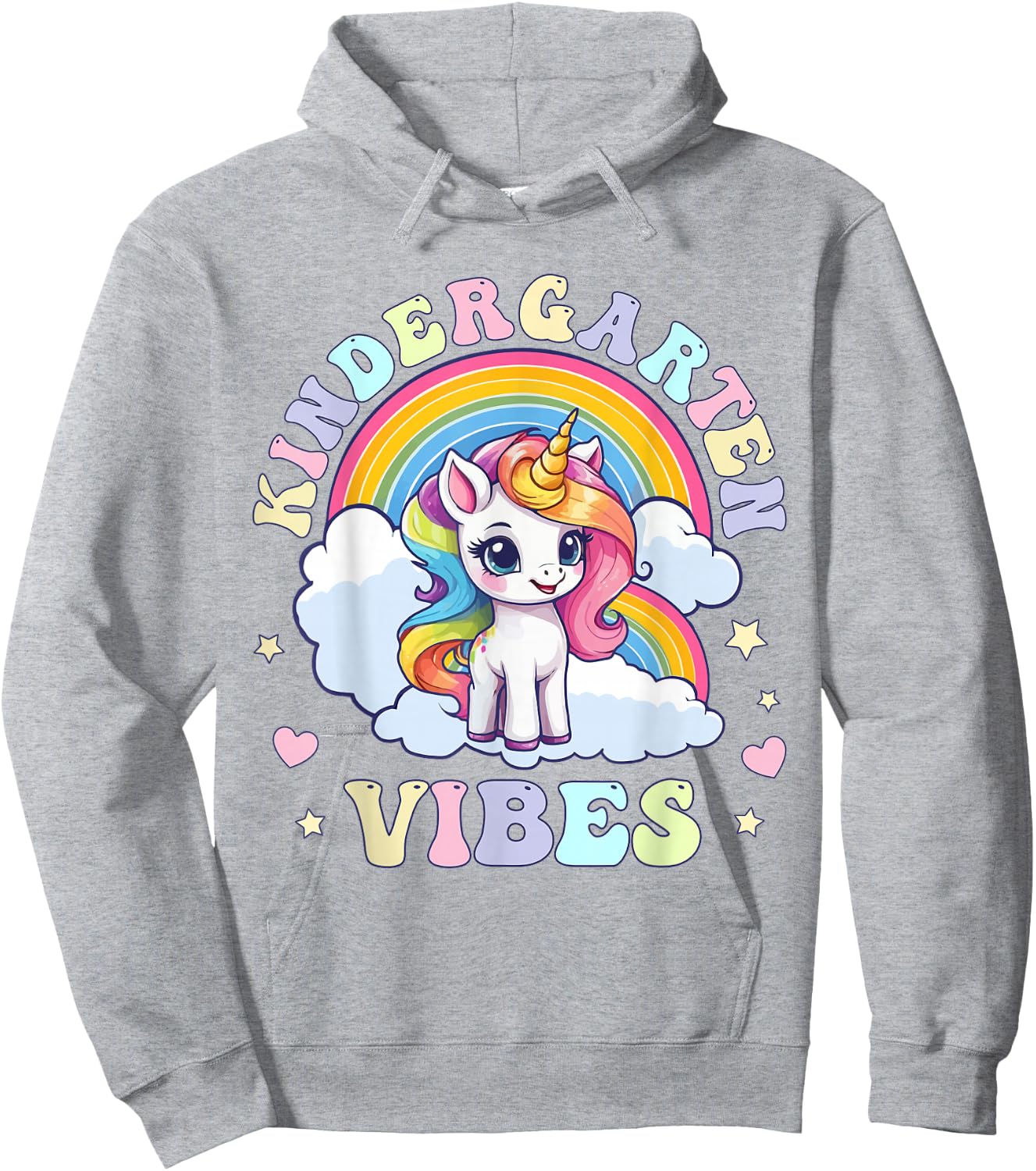 Kindergarten Vibes, Funny Back to School Cute Unicorn Girls Hoodie - Hoodie | Ash