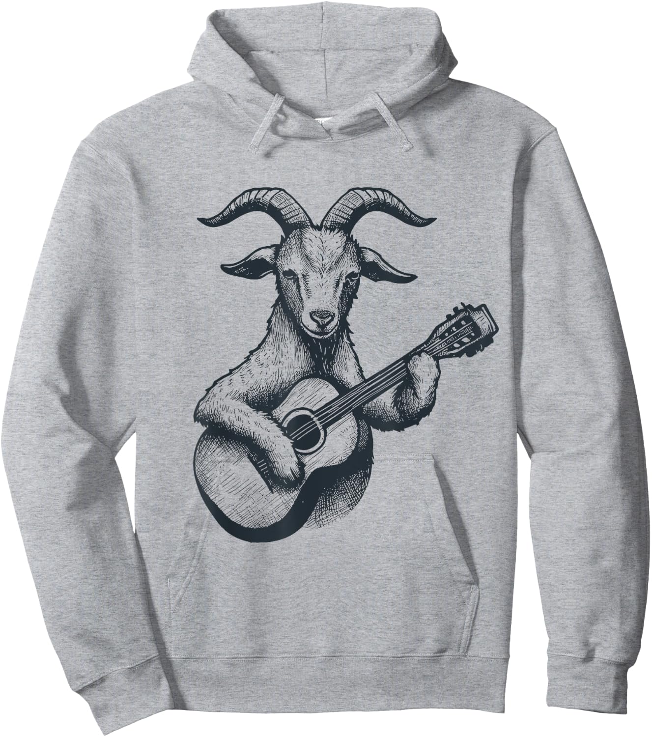 Goat Playing Guitar Goat Musician Guitarist Funny Vintage Hoodie - Hoodie | Ash
