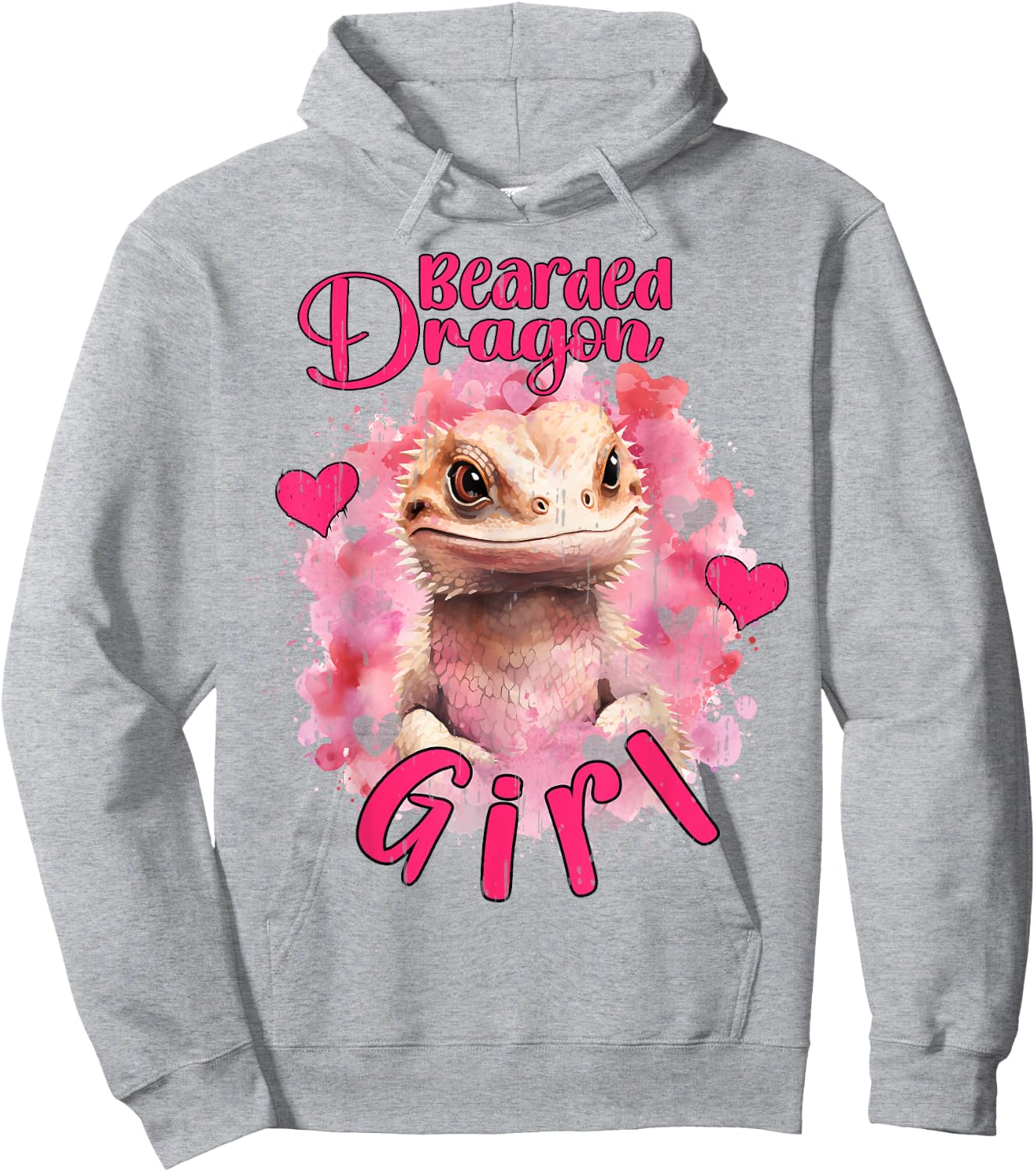 Bearded Dragon Girl Cute Pet Lizard Pink Girls Reptile Theme Hoodie - Hoodie | Ash