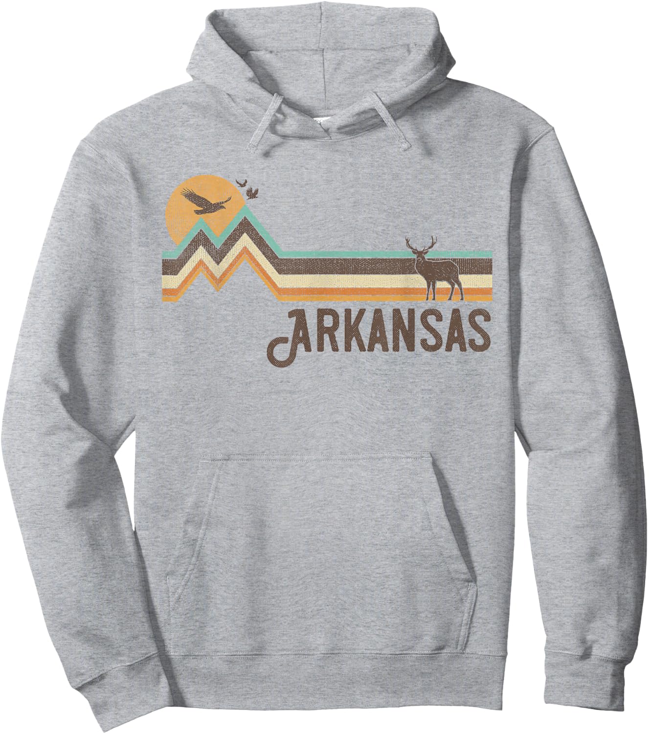 Arkansas - Vintage Men Women 70s 80s Graphic Cool Nature Hoodie - Hoodie | Ash