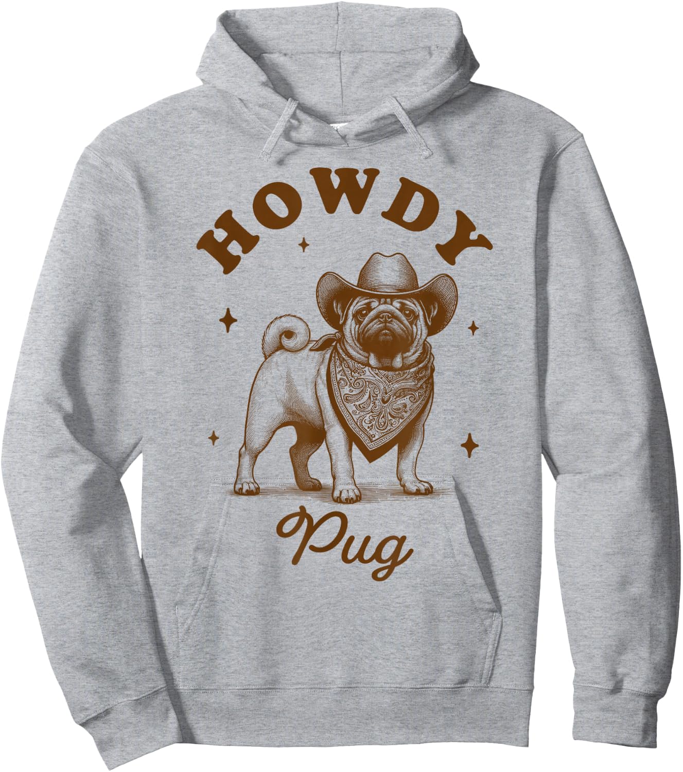 Pug Mom Pug Lover Vintage Country Western Life Howdy Pug Hoodie - Hoodie | Ash