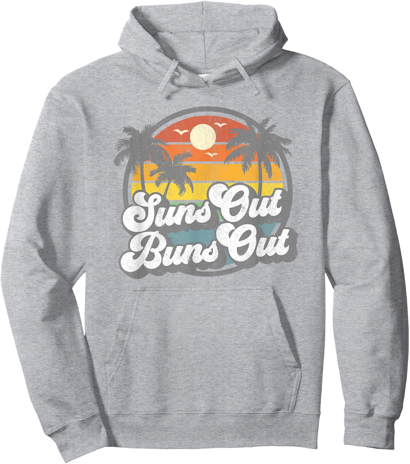 Suns Out Buns Out Funny Beach Vacation Retro Summer Gift Hoodie - Hoodie | Ash