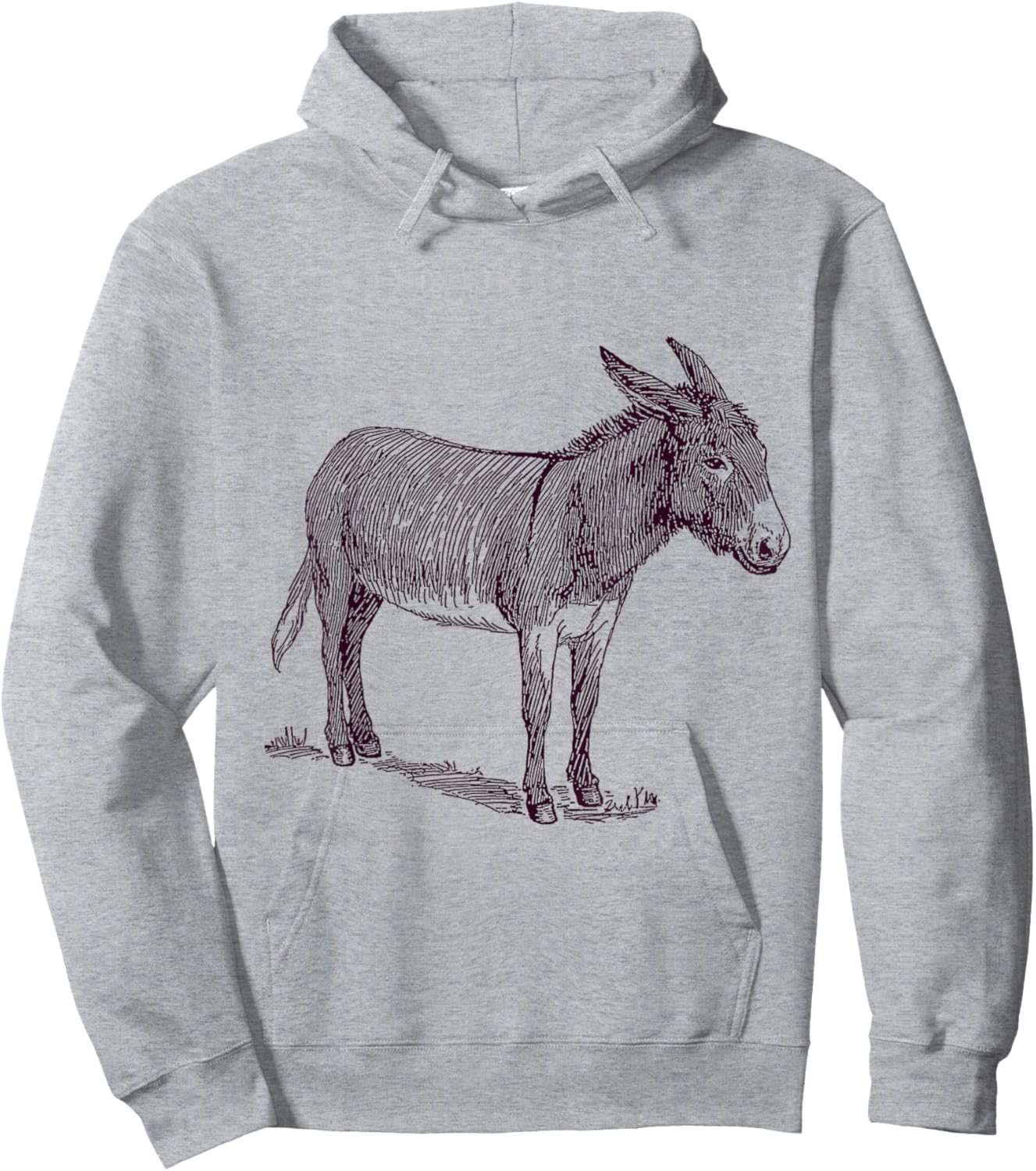 NaturalAnimalTees Donkey . Grey -Adults Classic Fit Cartoon . Small Hoodie - Hoodie | Ash