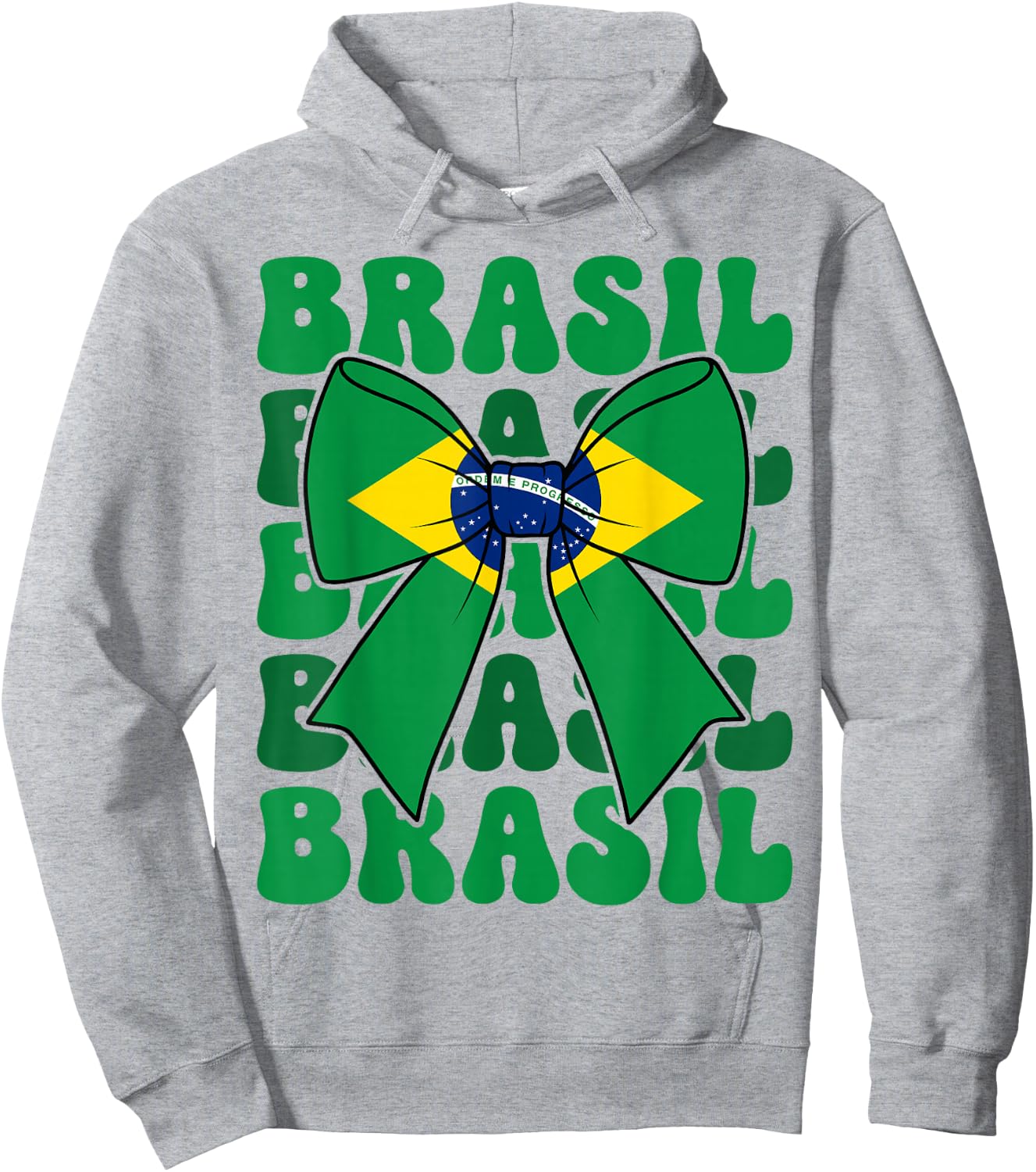 Brasil Coquette Bow Brazil Flag Brasileira Brazilian Girl Hoodie - Hoodie | Ash