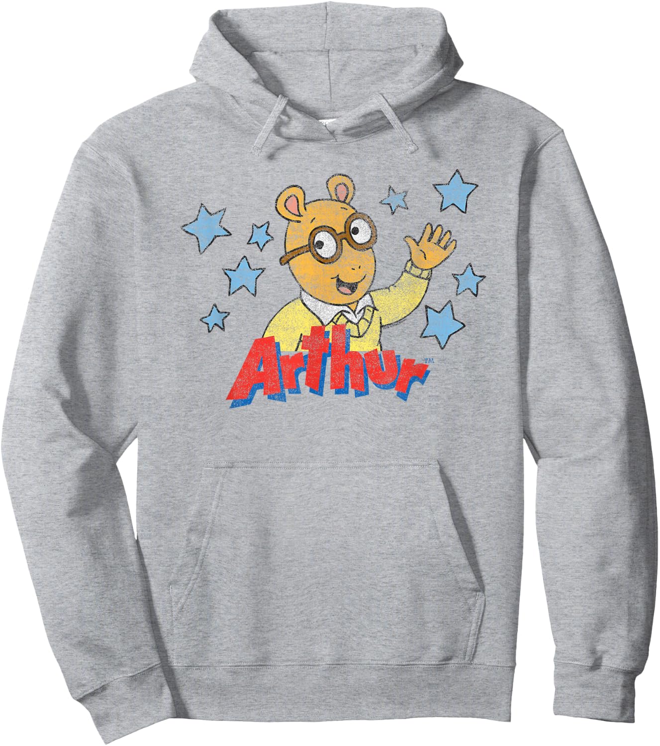 Arthur Distressed Arthur With Logo & Stars Hoodie - Hoodie | Ash