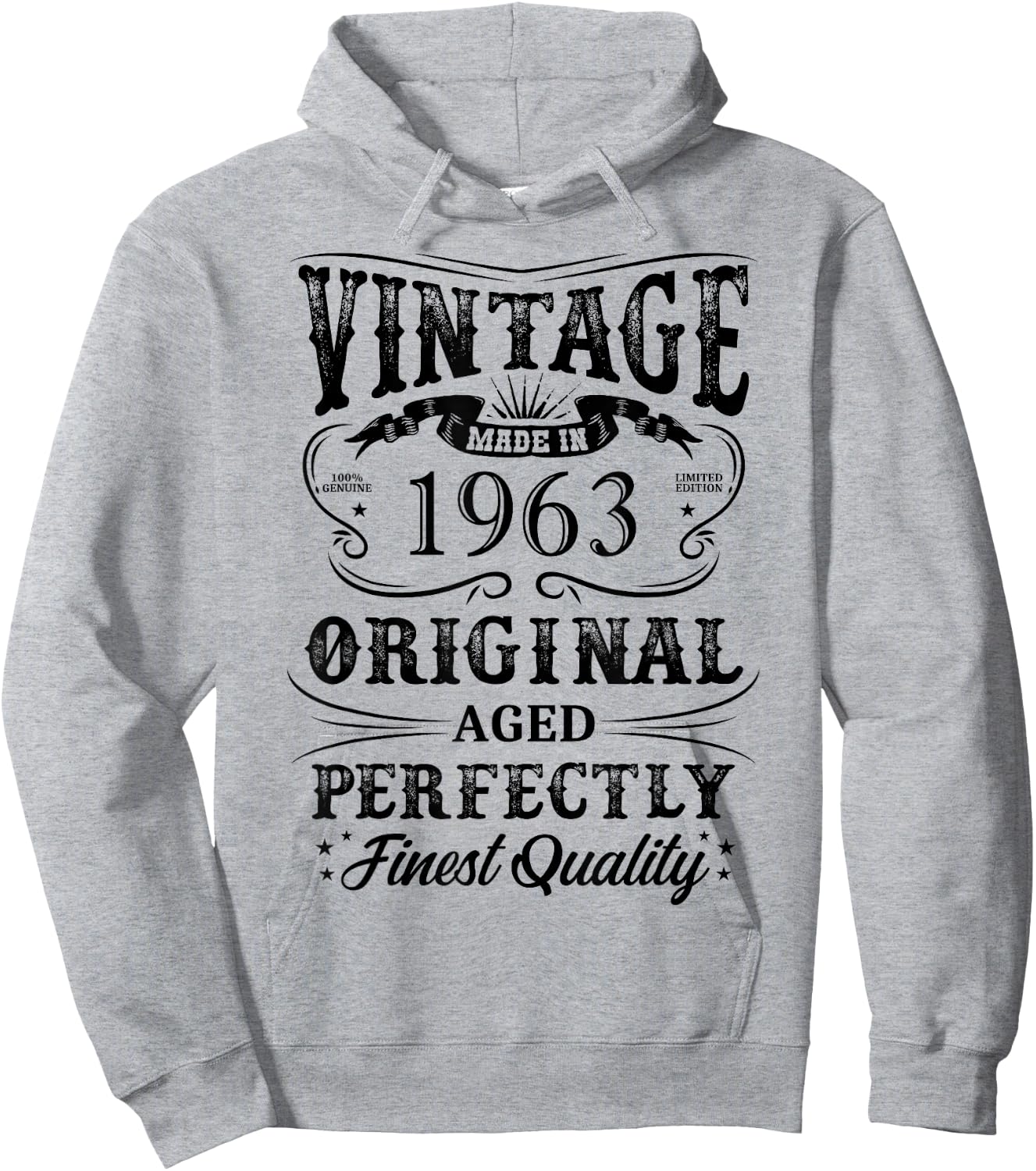 1963 Vintage To Perfection Matured Vintage Made In 1963 , gray Hoodie - Hoodie | Ash