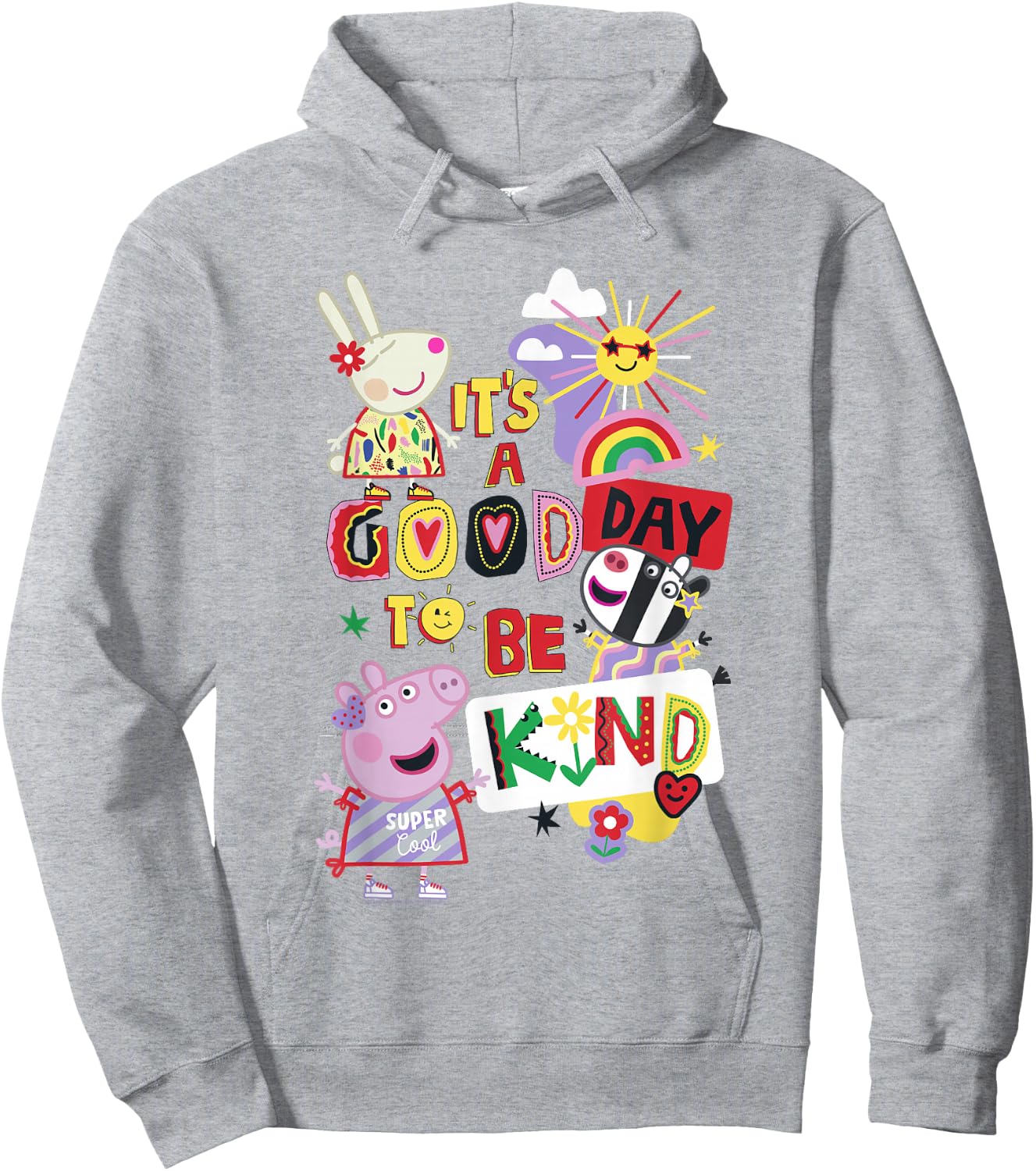 Peppa Pig It's A Good Day To Be Kind Colorful Group Shot Hoodie - Hoodie | Ash