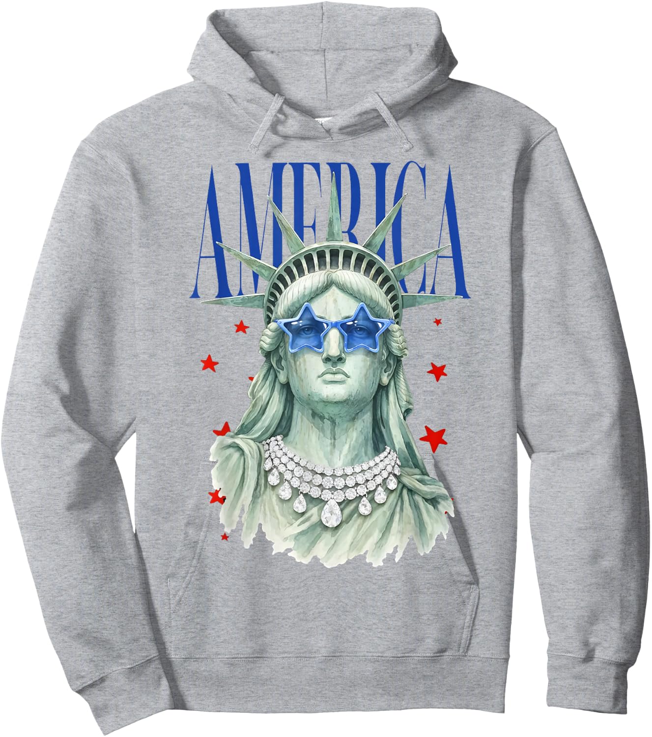 American Beauty Statue of Liberty Patriotic 4th of July Hoodie - Hoodie | Ash