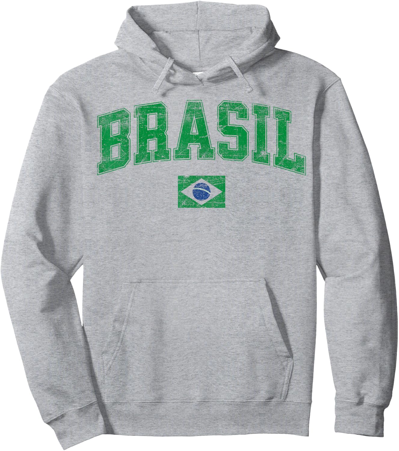 Retro Vintage Brasil | Women Men Kids Flag of Brazil Hoodie - Hoodie | Ash