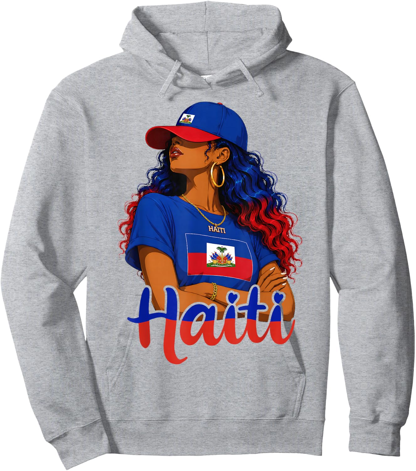 Haitian Girl Haiti Flag Proud Haitienne Afro Women Haiti Hoodie - Hoodie | Ash