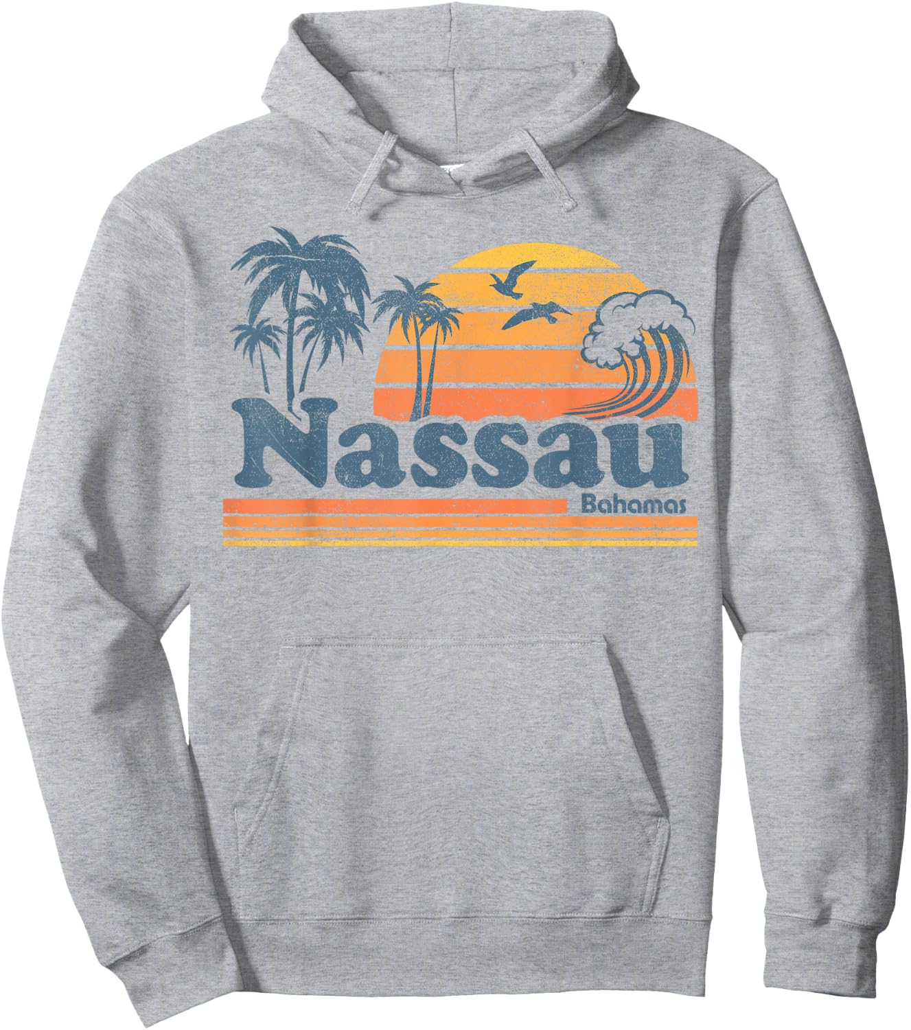 Nassau Bahamas Beach Summer Vacation Sun Vintage 70's Retro Hoodie - Hoodie | Ash