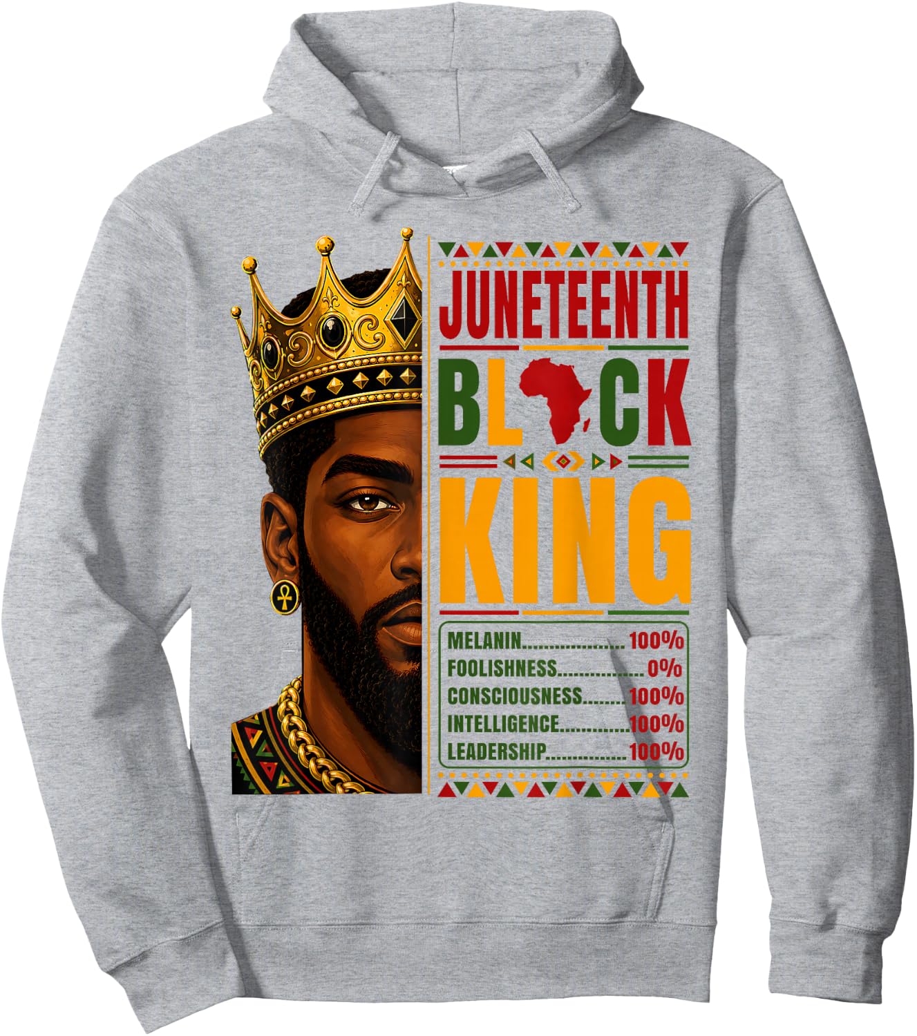 Juneteenth Black King Nutrition Facts Pride African Hoodie - Hoodie | Ash