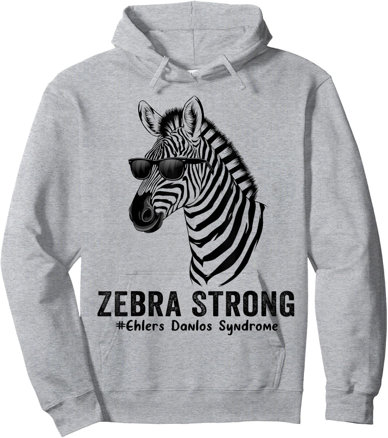 Zebra Strong Zebra With Sunglasses EDS Awareness Warriors Hoodie - Hoodie | Ash