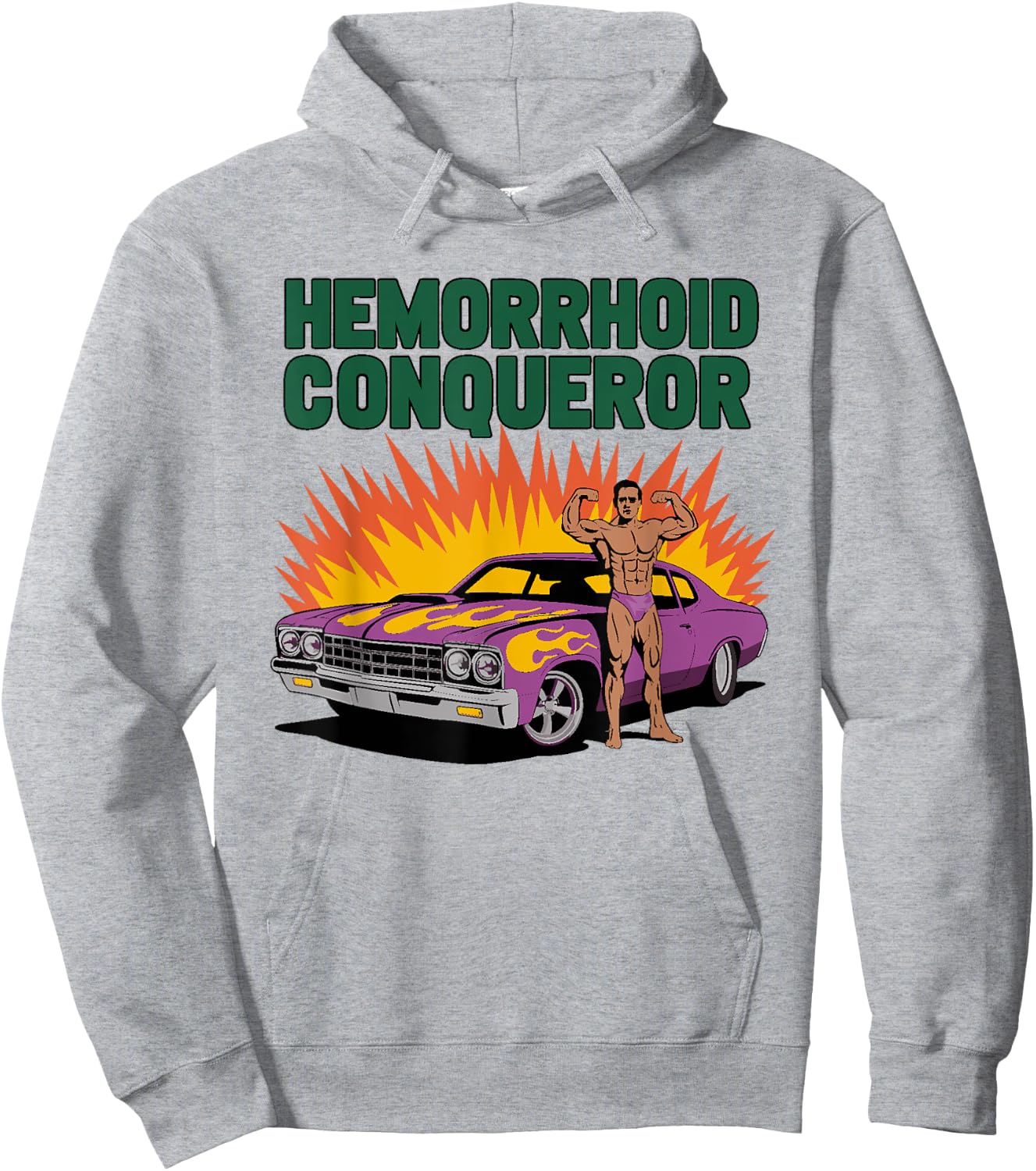 Hemorrhoid Conqueror Funny Unhinged Brainrot Cringe Hoodie - Hoodie | Ash