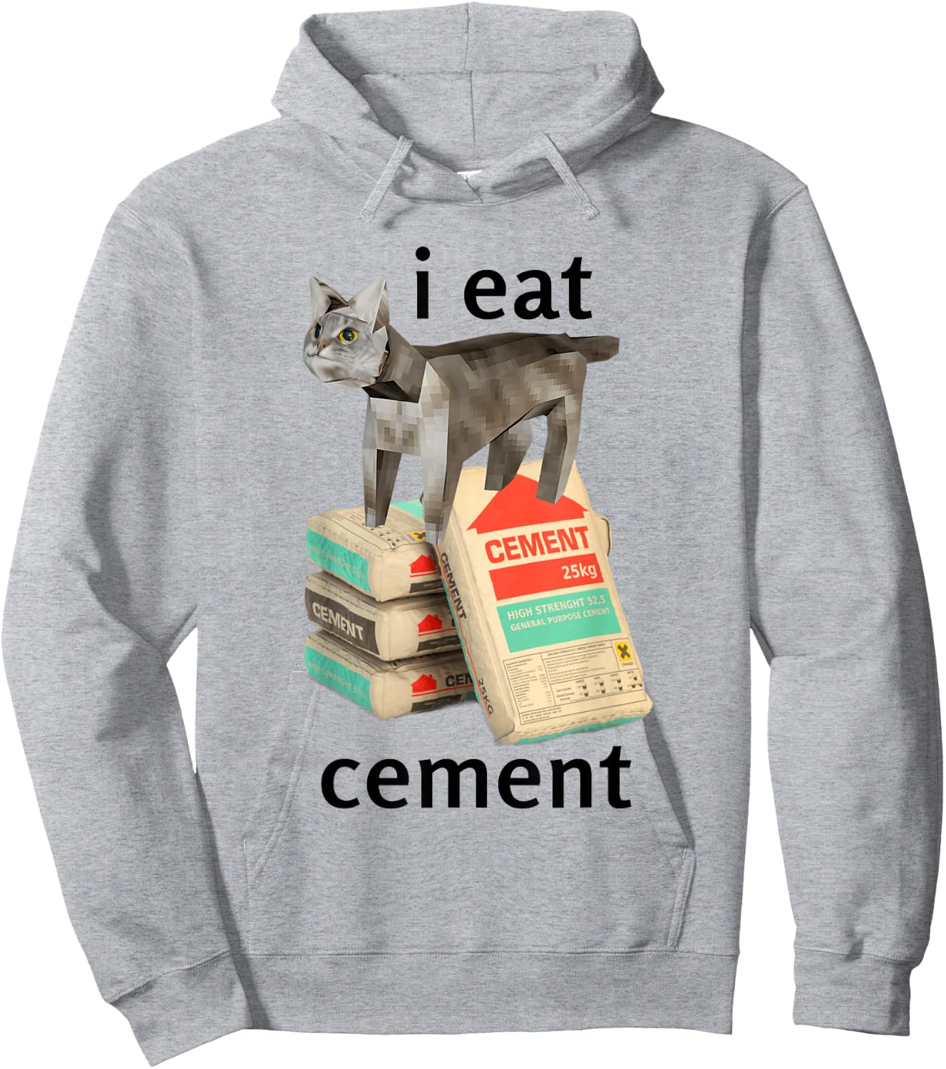 I Eat Cement Cat Shirt Kids Funny Dank Cat Meme Hoodie - Hoodie | Ash