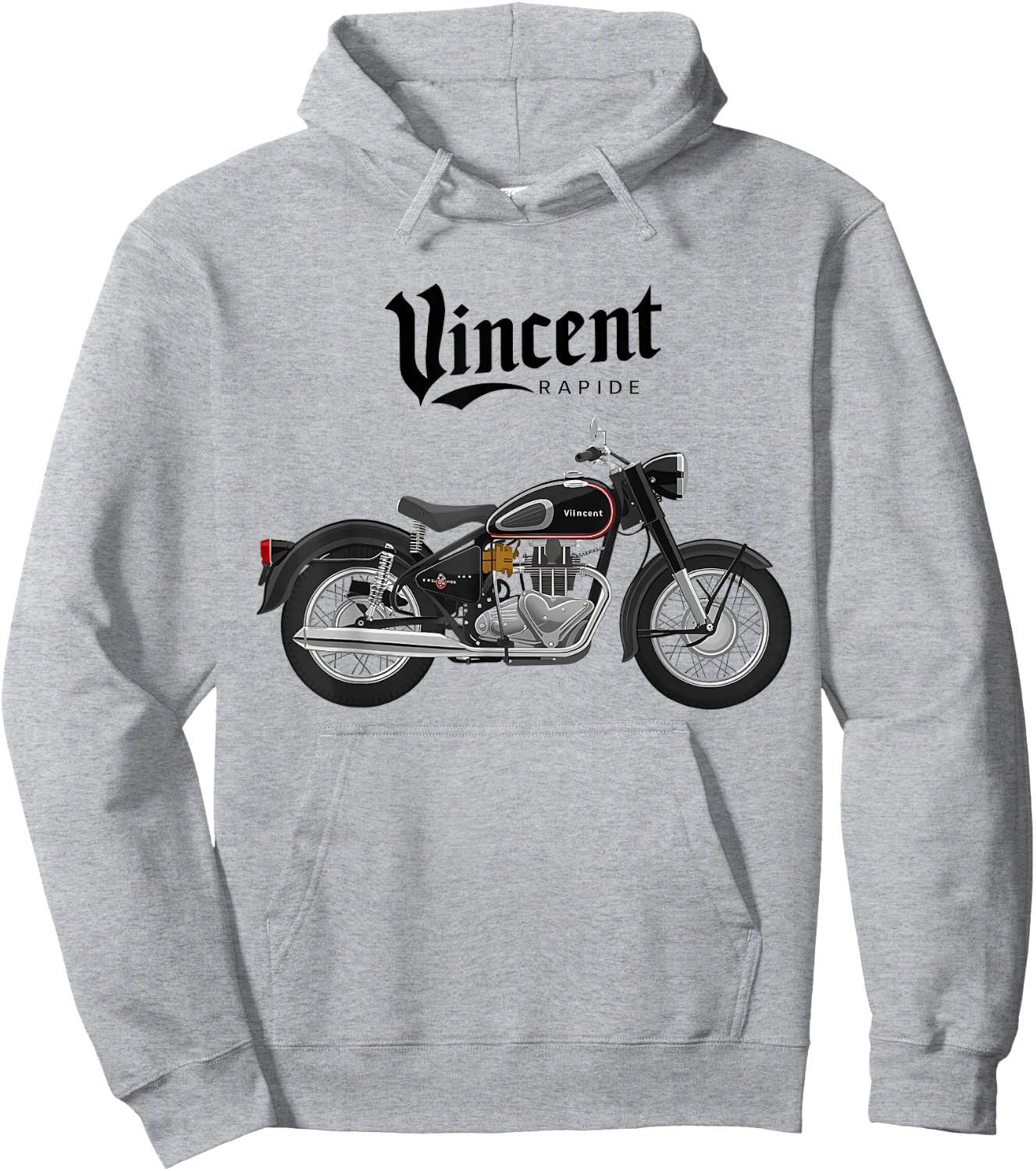 Vincent Rapide Vintage Motorcycle Graphic T Shirt, white, S Hoodie - Hoodie | Ash