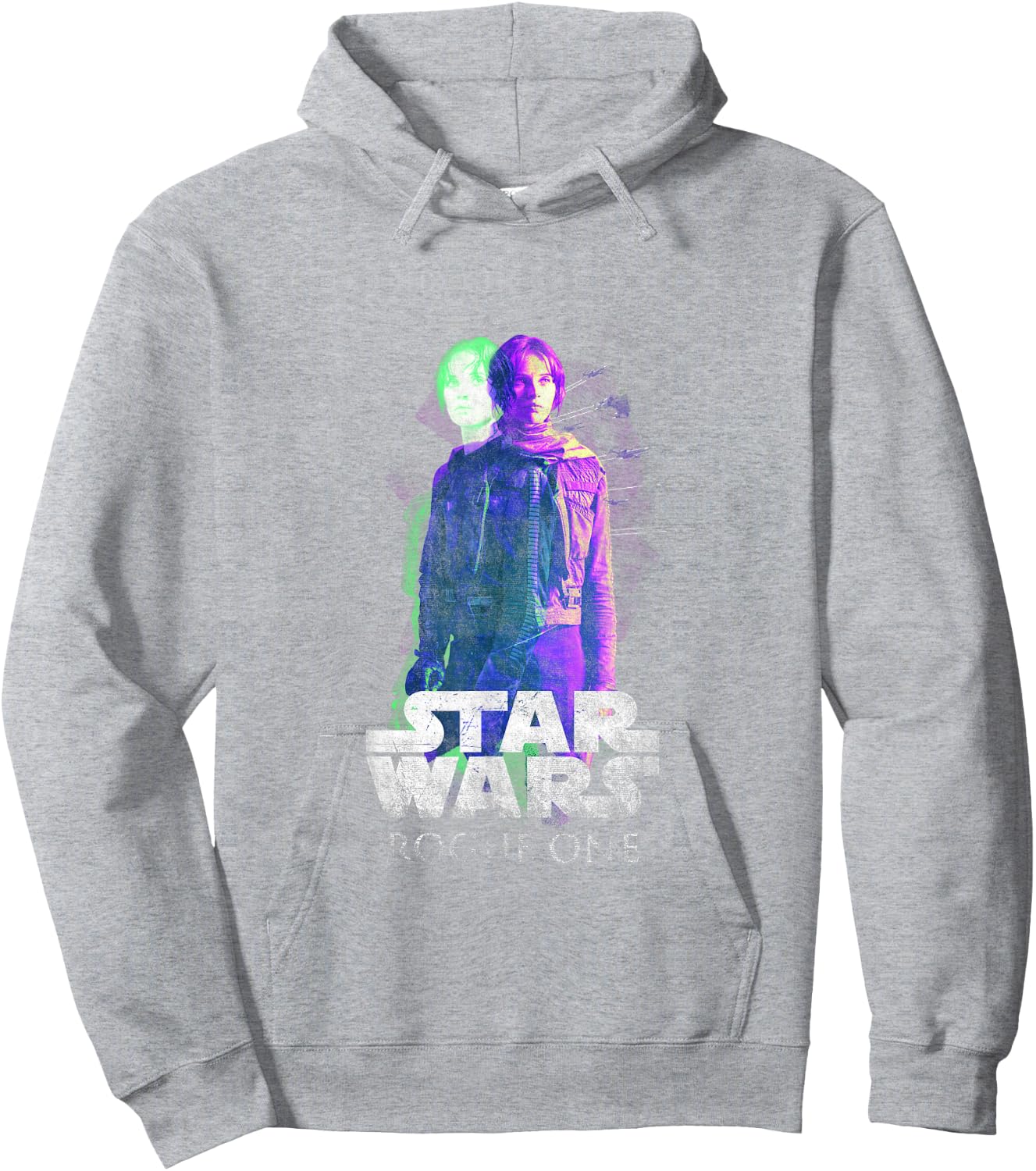 Star Wars Rogue One Epic Jyn Erso Retro Silhouette Portrait Hoodie - Hoodie | Ash