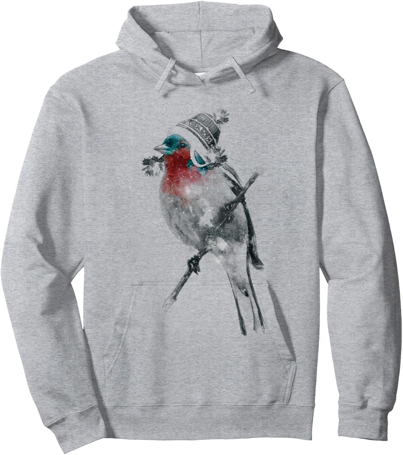 Cute Lovely Sparrow Bird Wearing Beanie Winter Hat Hoodie - Hoodie | Ash