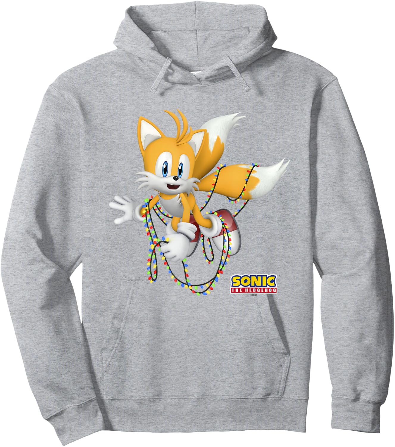 Sonic The Hedgehog Christmas Tails Tangled In Lights Hoodie - Hoodie | Ash