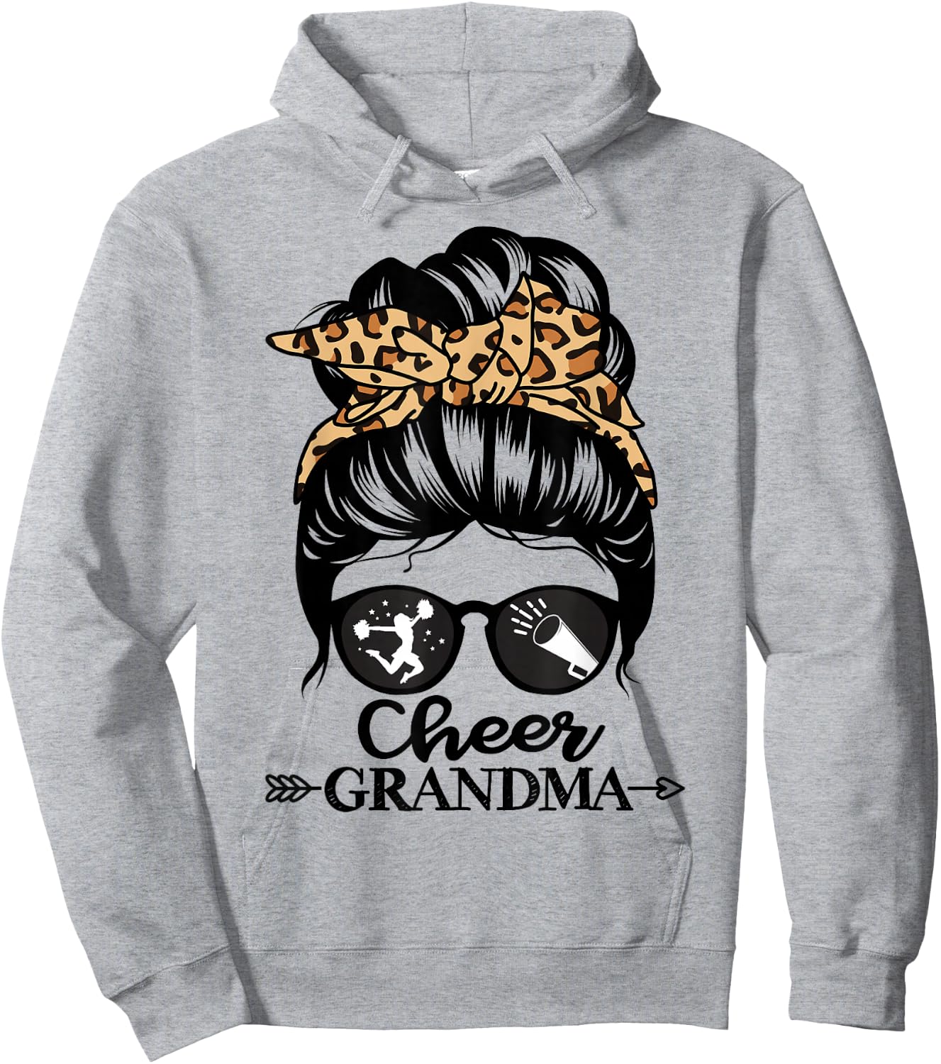 Cheer Grandma Messy Bun Hair Funny Cheerleader Grandma Hoodie - Hoodie | Ash