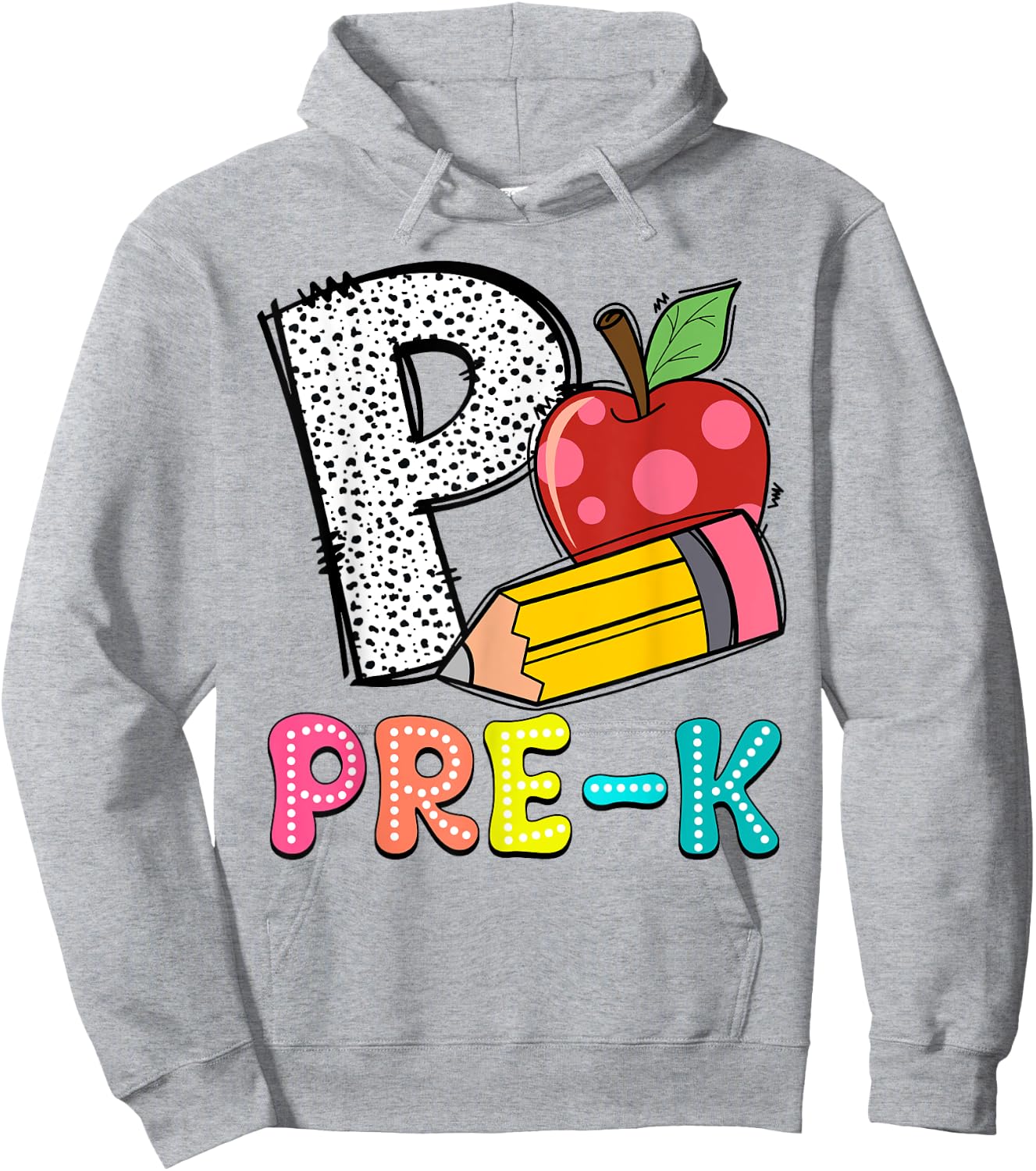 P Is For Pre-K Teacher Pencil Apple Back To School Hoodie - Hoodie | Ash