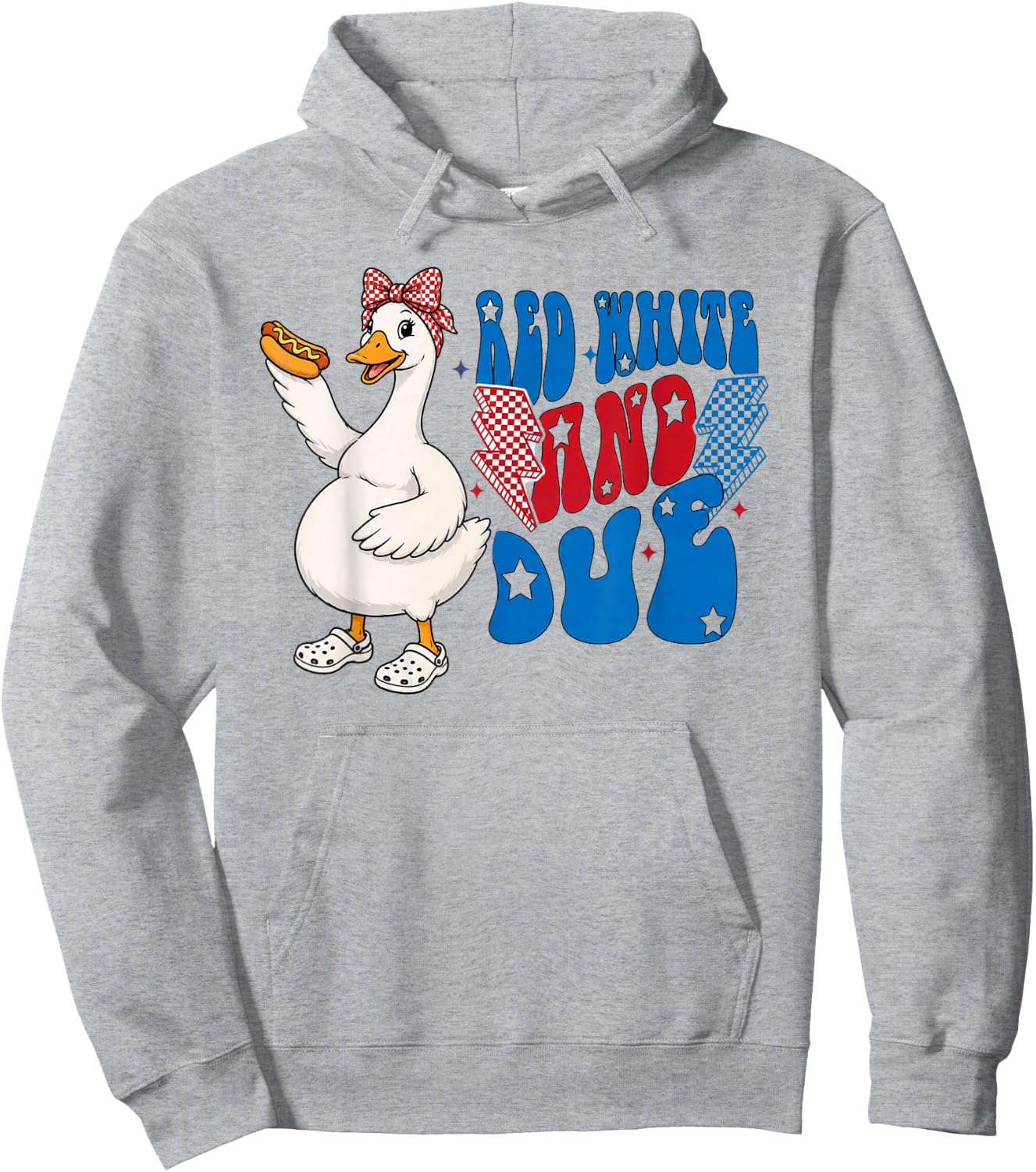 Red White, and Due Goose Pregnant 4th July Baby Reveal Hoodie - Hoodie | Ash
