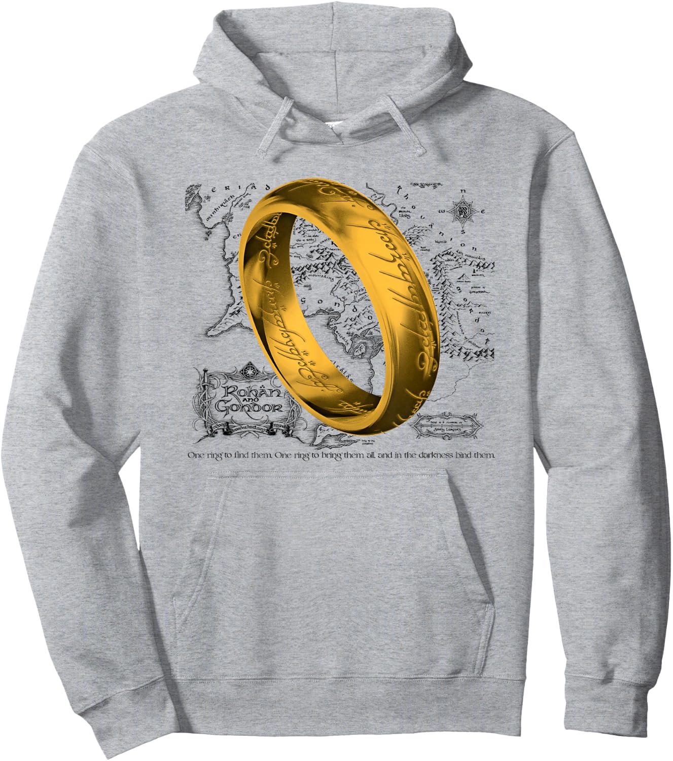 Lord of the Rings Map Ring Hoodie - Hoodie | Ash