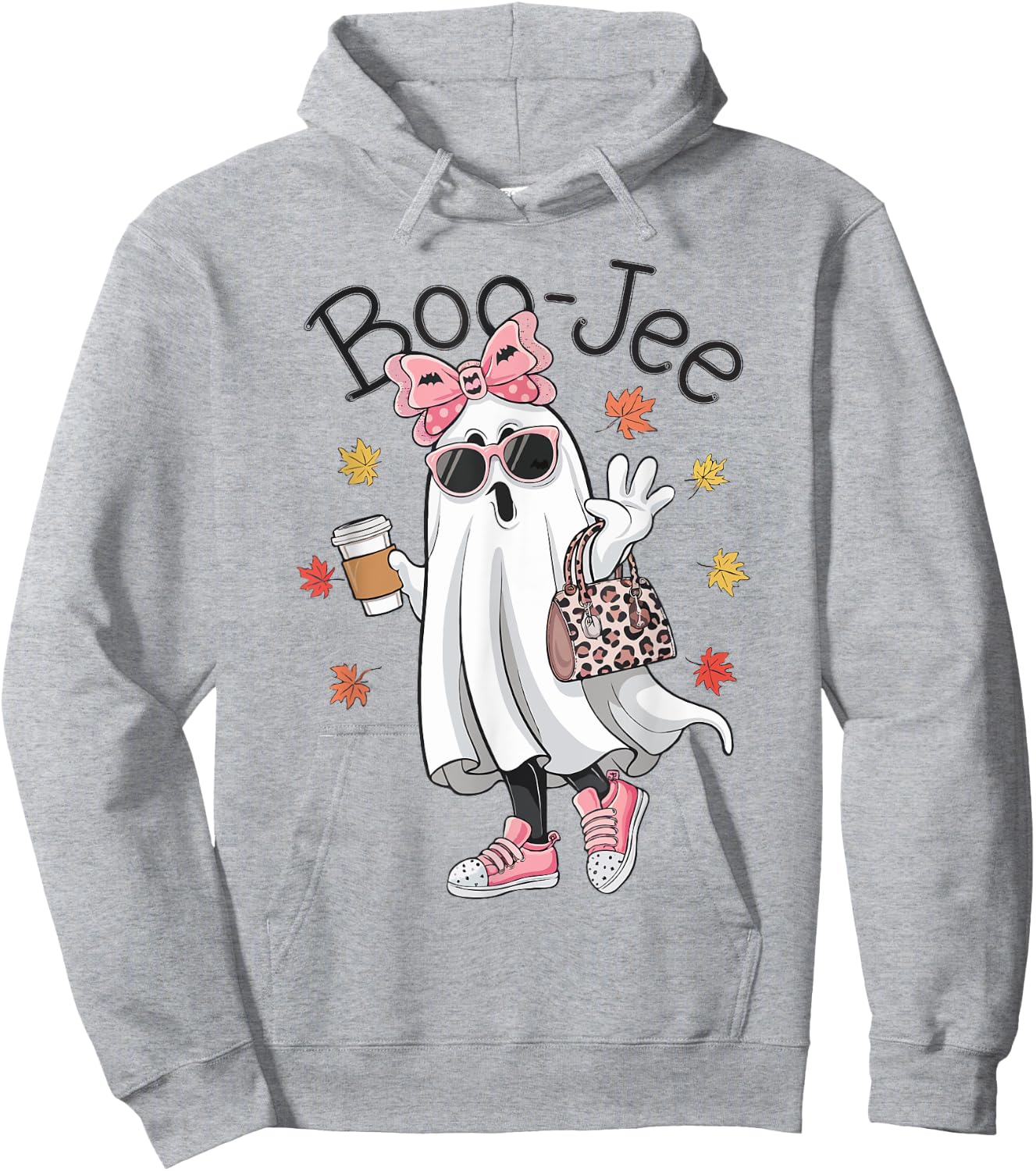 Boo Jee Ghost Halloween Leopard Ghost Coffee Girls Hoodie - Hoodie | Ash