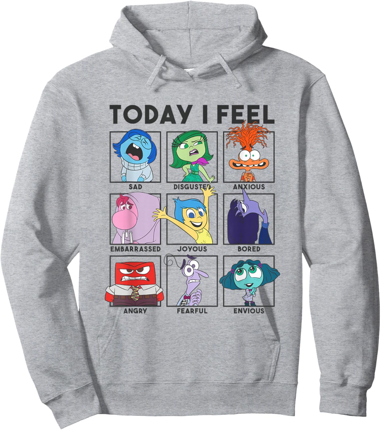 Disney Pixar Inside Out 2 Today I Feel... Emotions Panels , White Hoodie - Hoodie | Ash