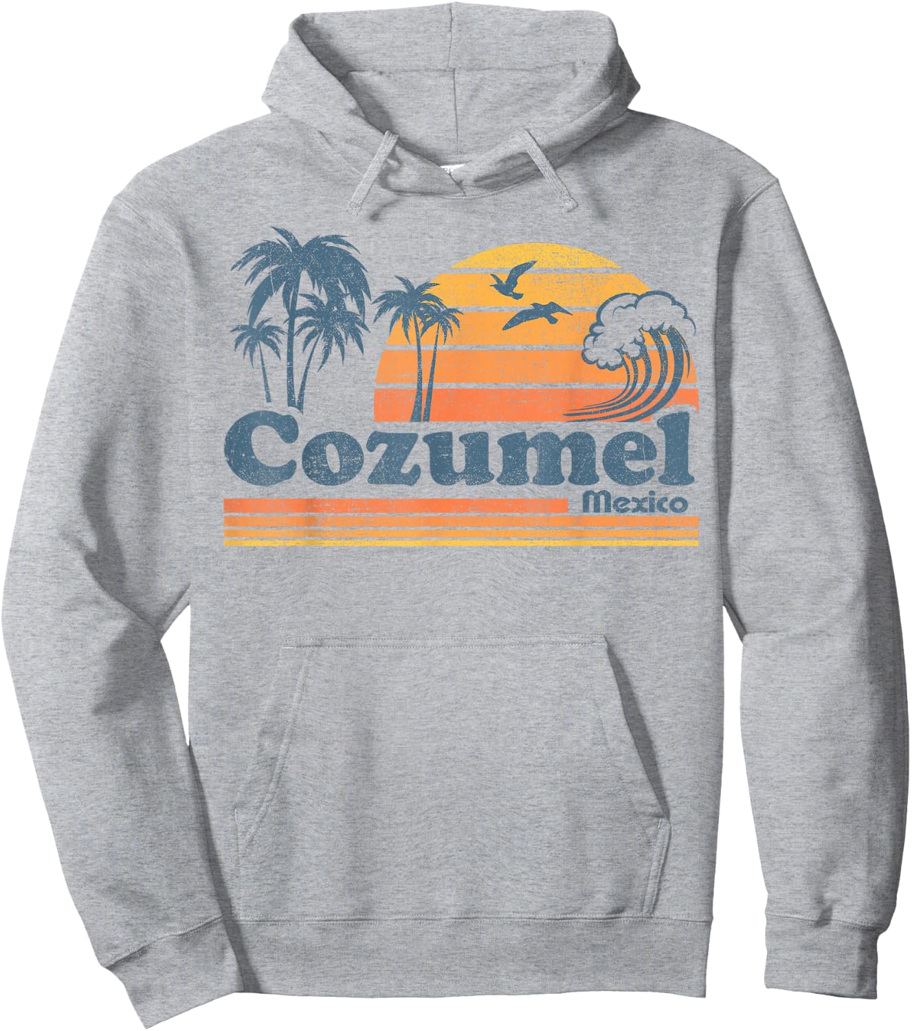Cozumel Mexico Beach Summer Vacation Sun Vintage 70's Retro Hoodie - Hoodie | Ash