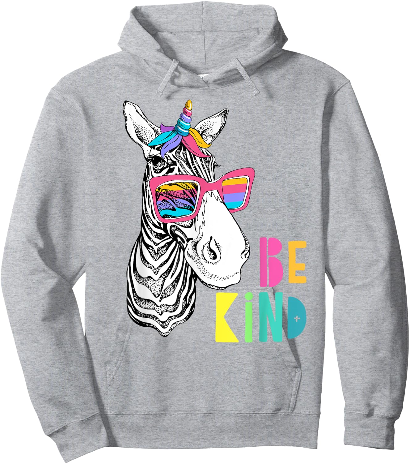 Be Kind - Choose Kindness Anti Bullying Cute Zebra Unicorn Hoodie - Hoodie | Ash
