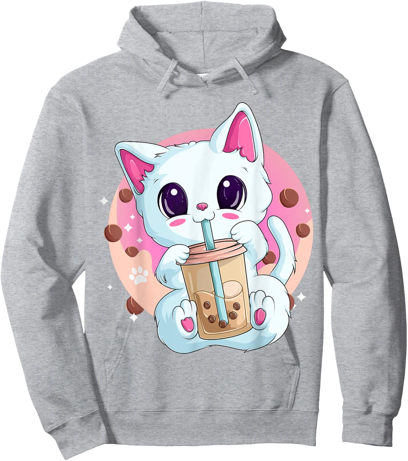 Boba Tea Cat Anime Shirts , Kawaii Bubble Tea Neko Hoodie - Hoodie | Ash